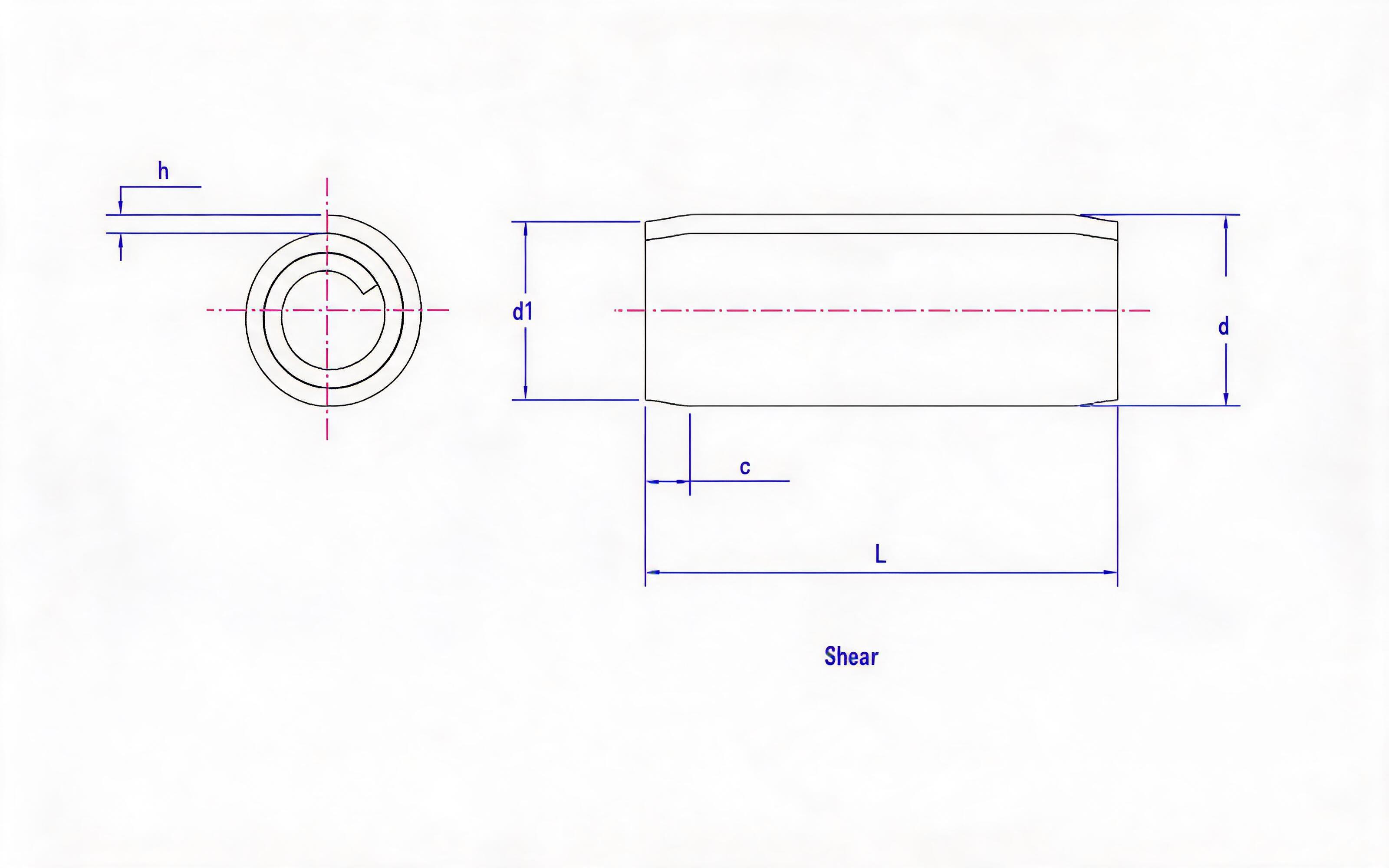 Standard rolled elastic cylindrical pin (austenitic stainless steel) Standard Drawing