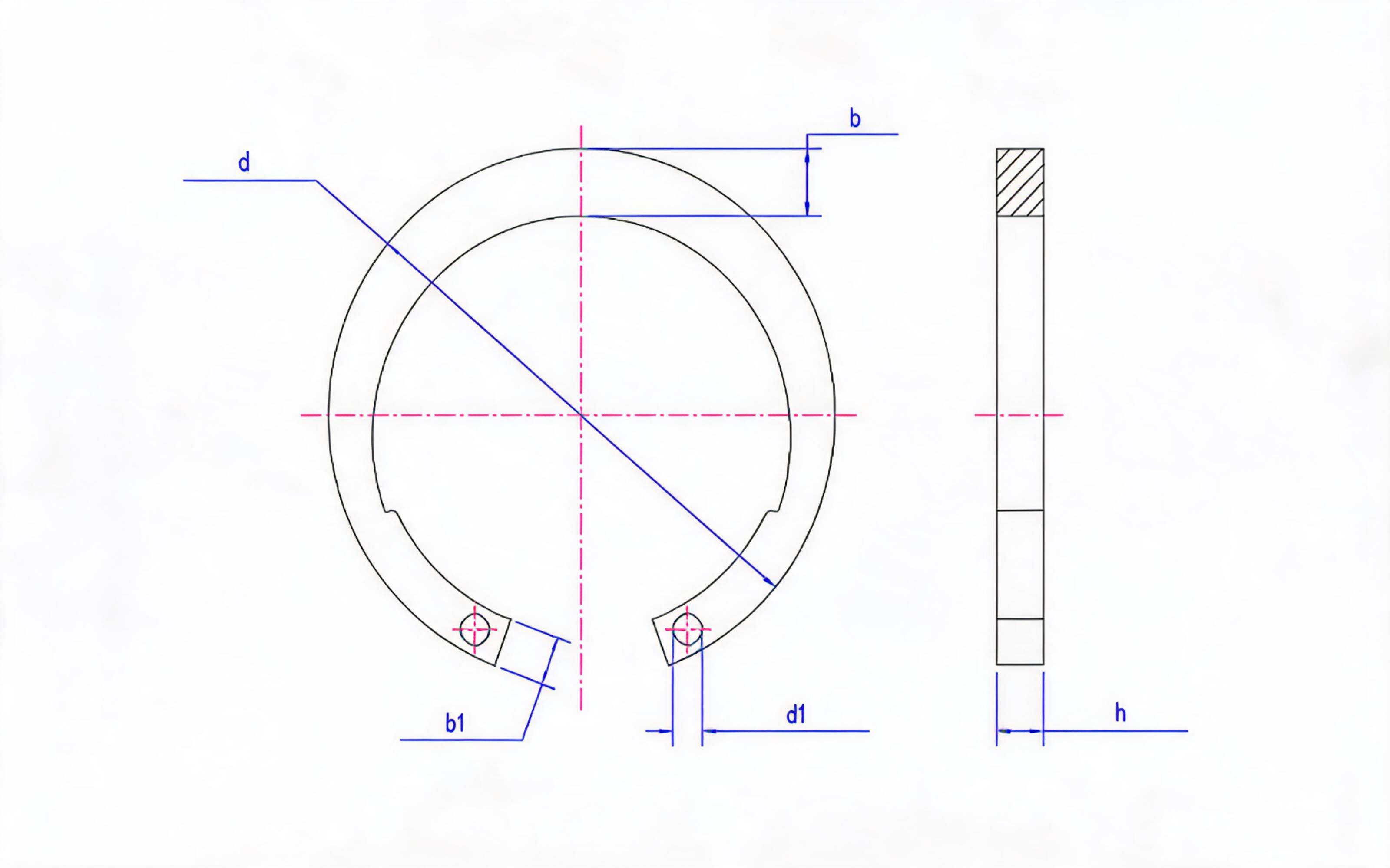 Circlip for standard bore (type A, d≥170mm) Standard Drawing