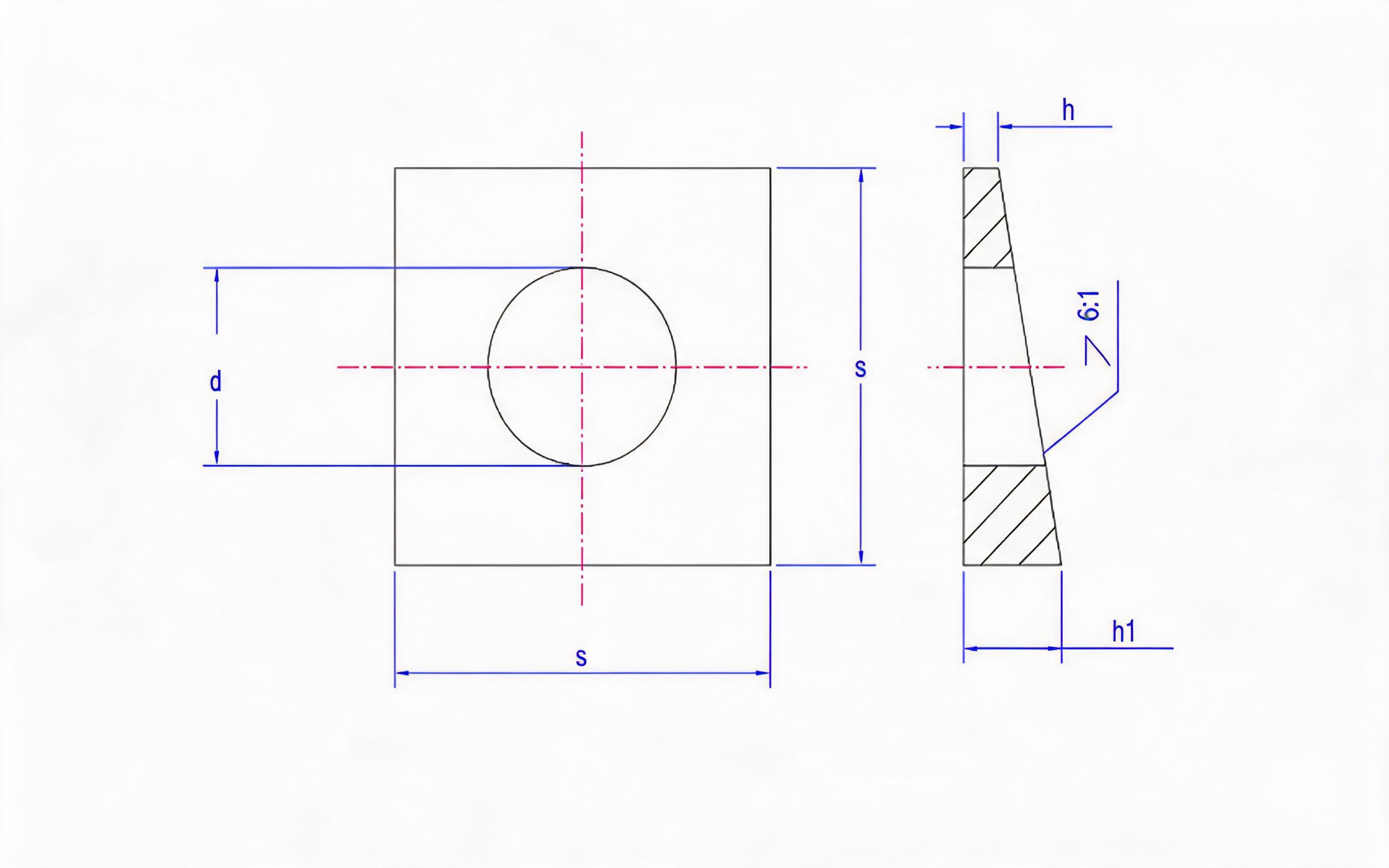 Square taper washer for I-steel Standard Drawing