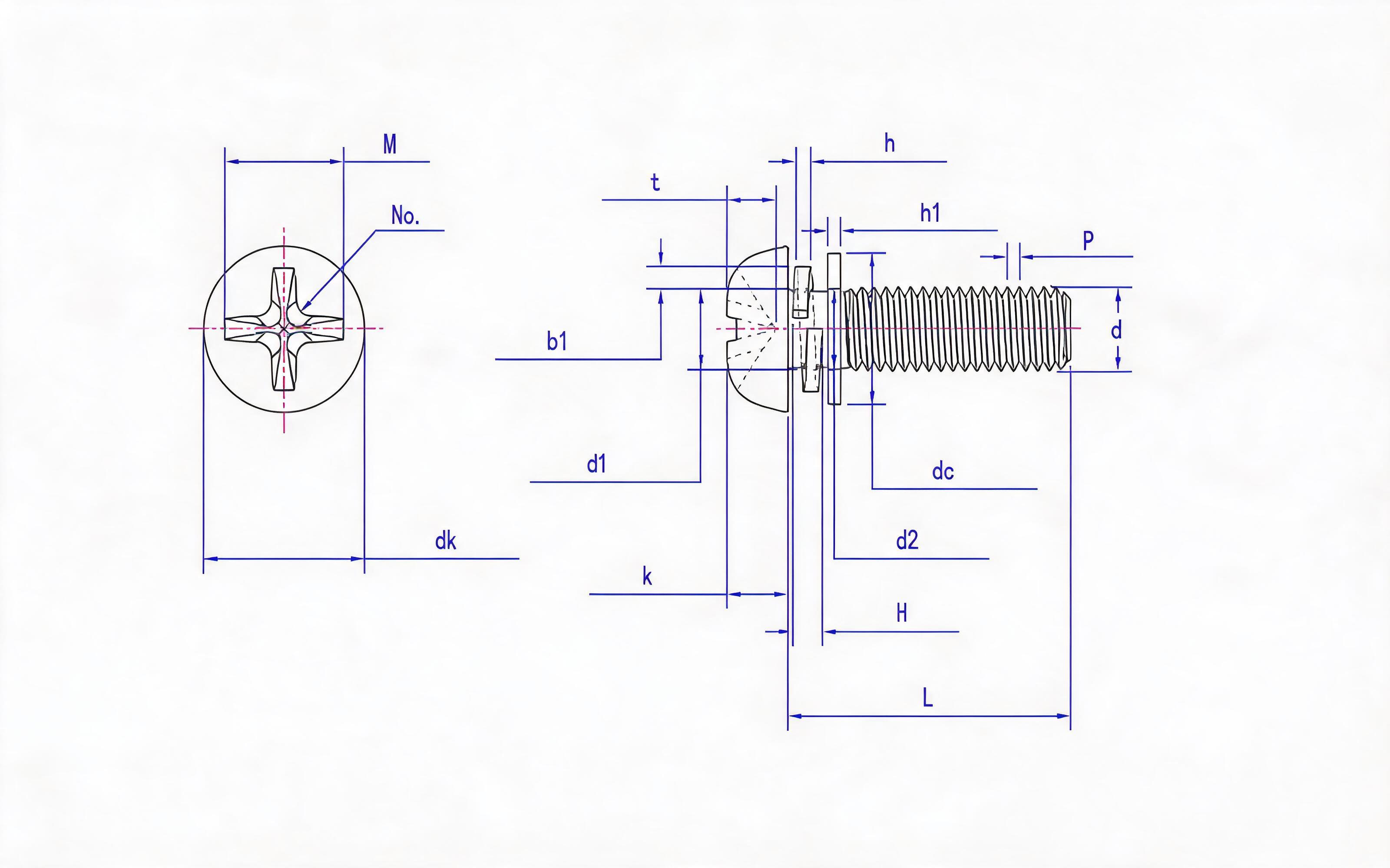 Combination of cross recessed panhead screw, small flat washer and spring washer (enterprise standard) Standard Drawing