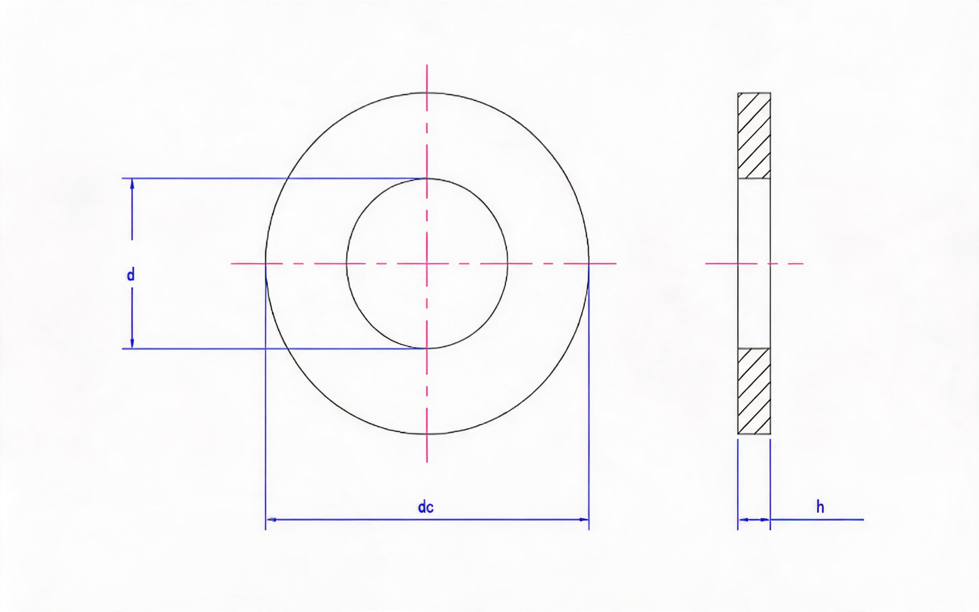 Flat washer, plain washer Standard Drawing