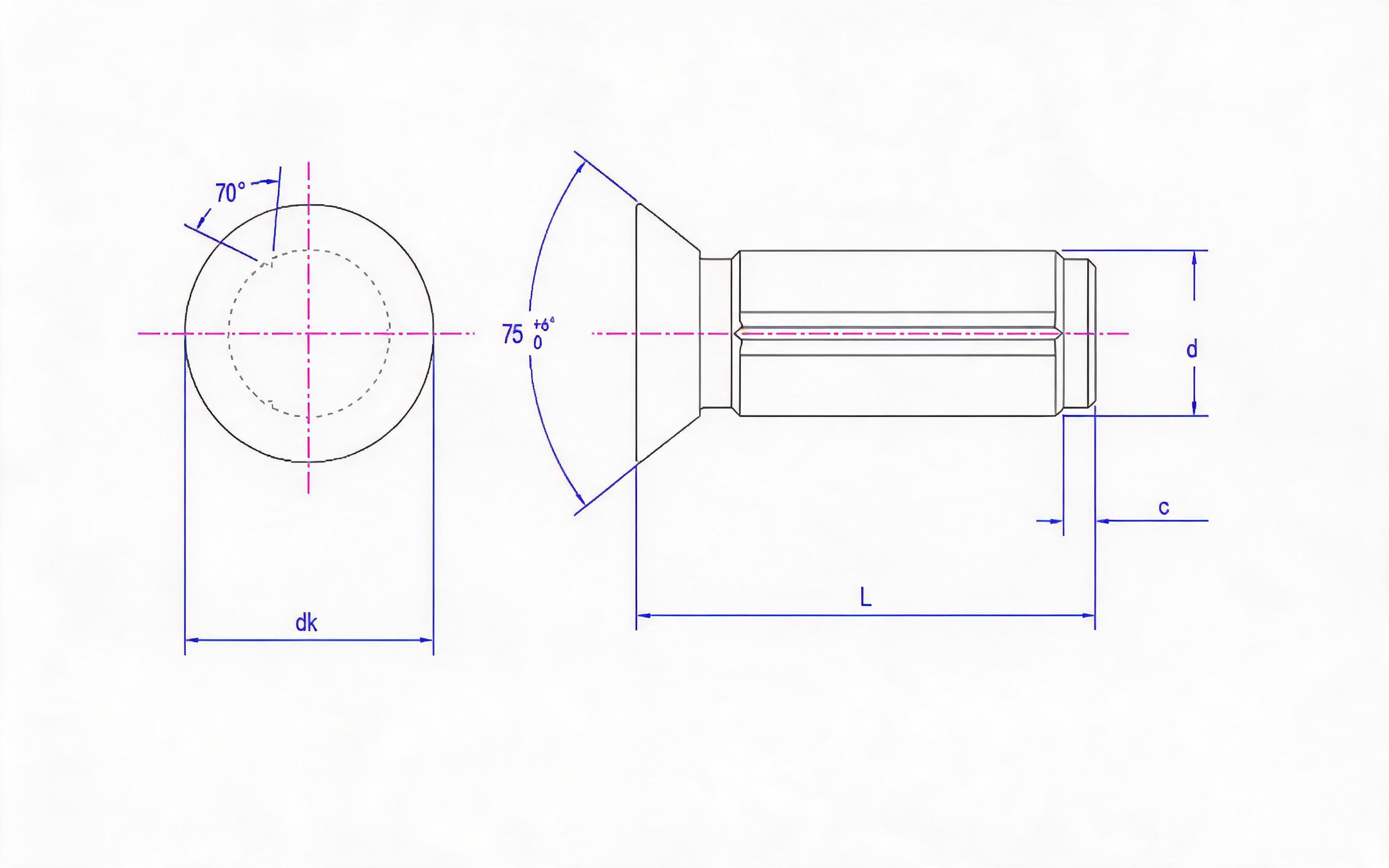 COUNTERSUNK HEAD SLOTTED PIN (TYPE B) Standard Drawing