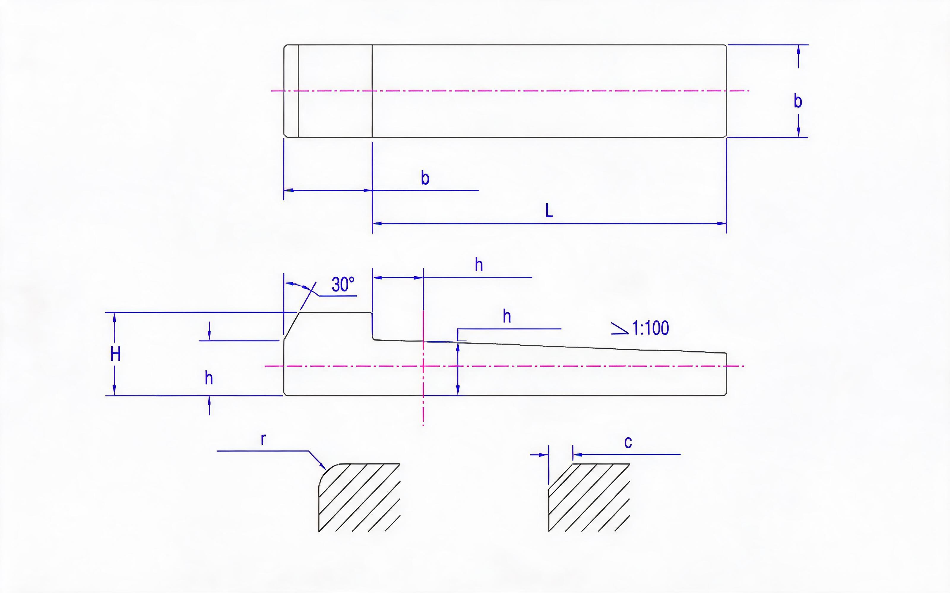 Hook-head thin key Standard Drawing