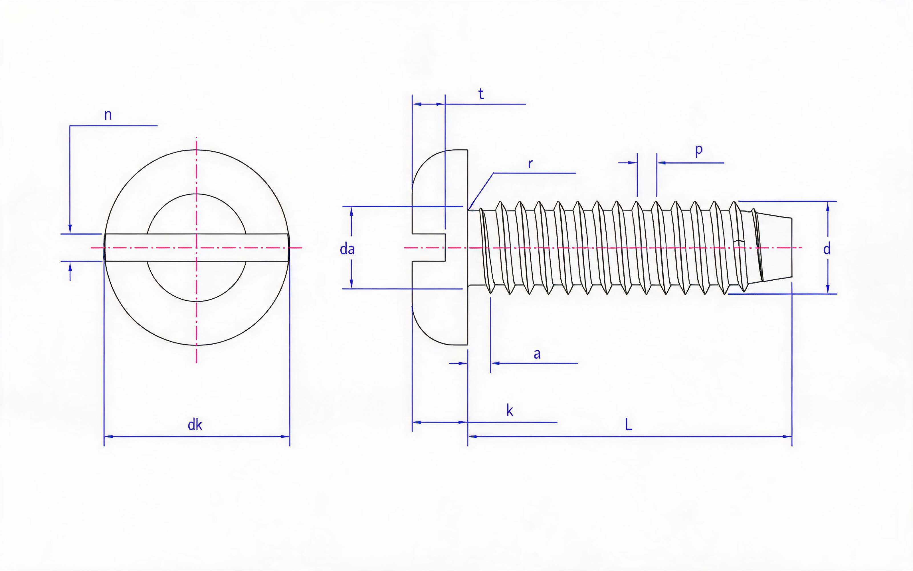 Slotted panhead self-tapping screw F-type Standard Drawing