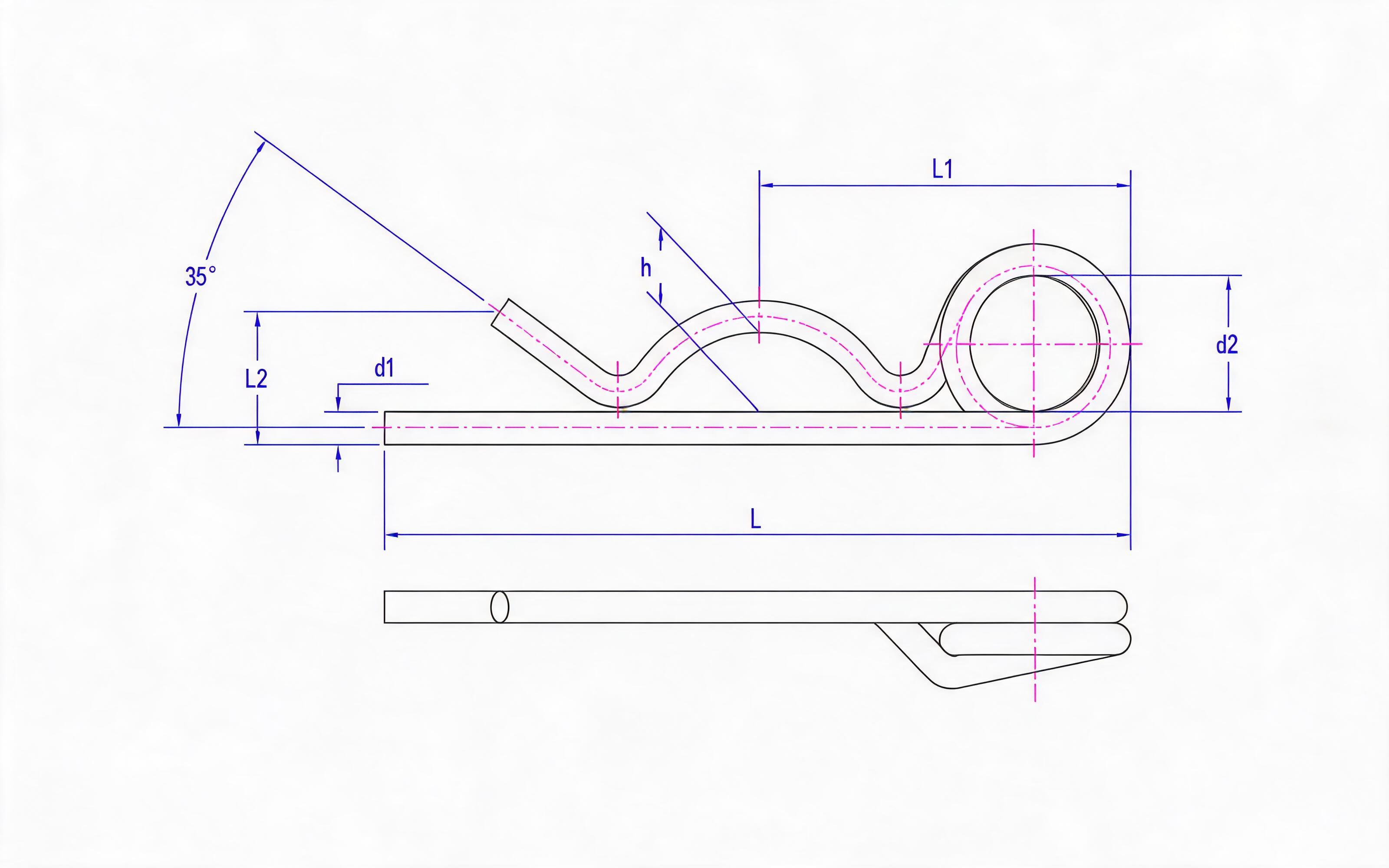 Elastic cotter pin Standard Drawing