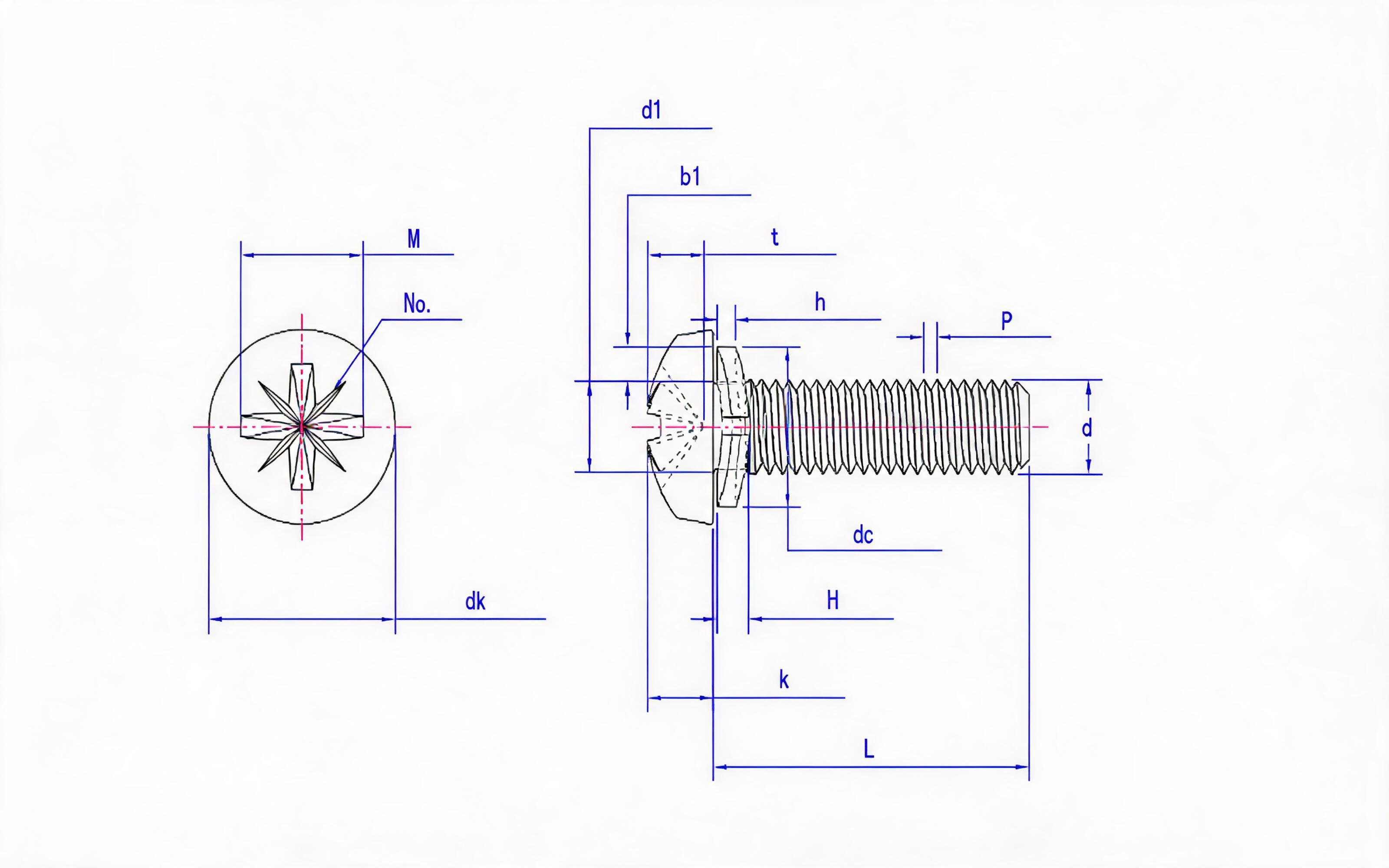 Combination of cheese head pan screw (Z-groove) and saddle spring washer Standard Drawing