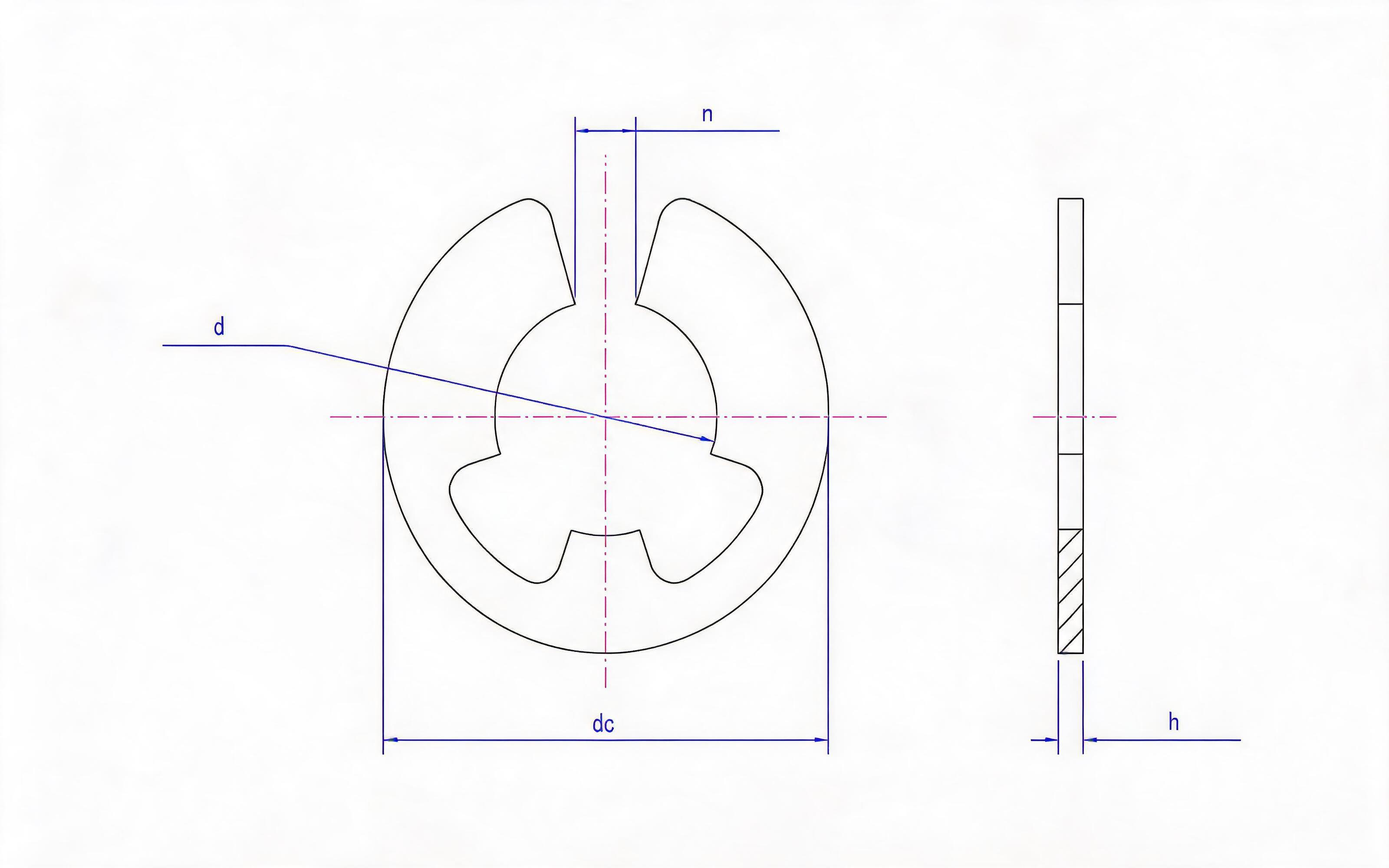 Split retaining ring Standard Drawing