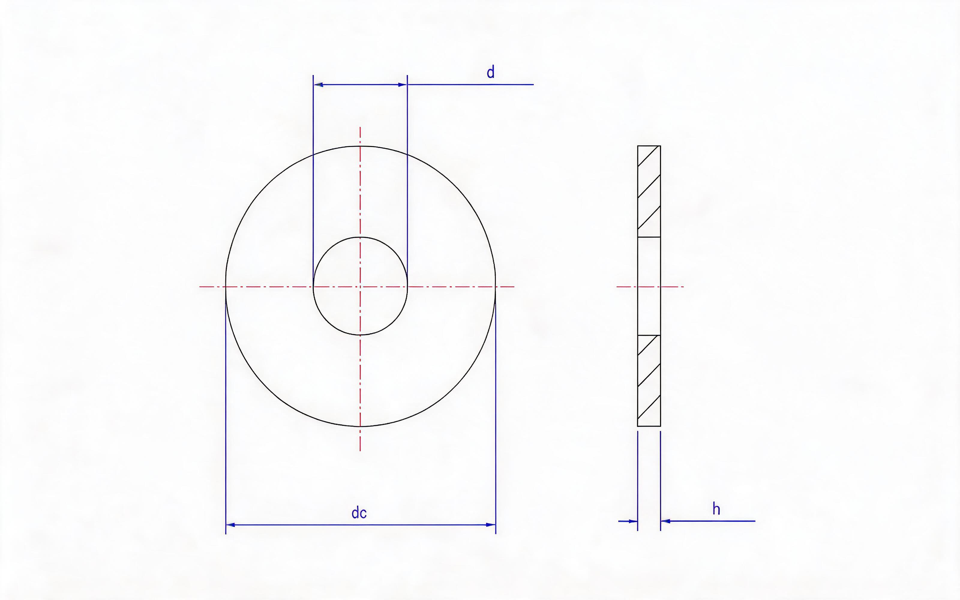 Large flat gasket for combination is used for self-tapping screw and washer assembly (L type) Standard Drawing