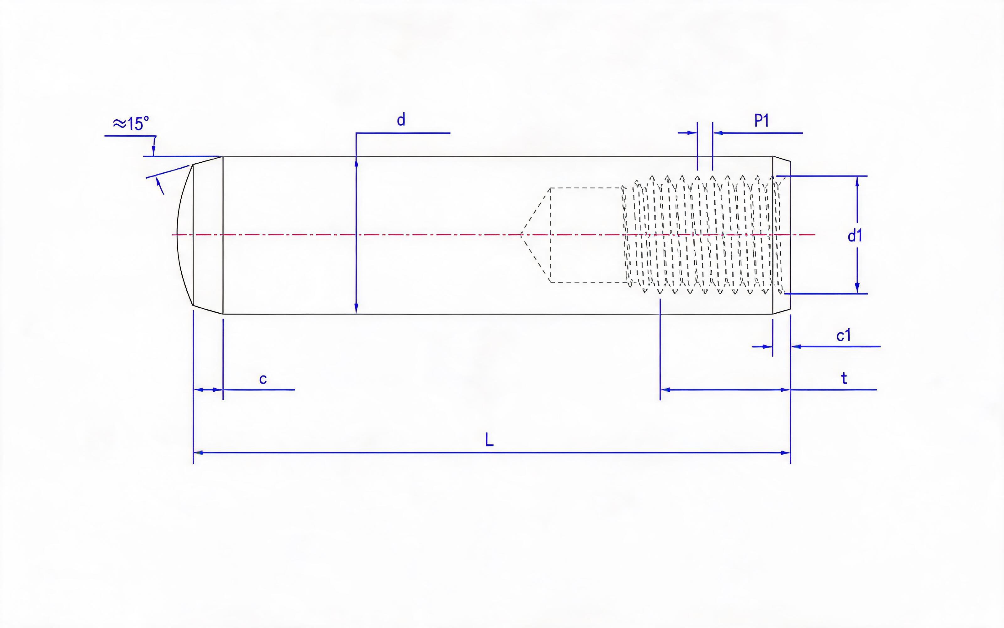 Female cylindrical pin (Type A) Standard Drawing