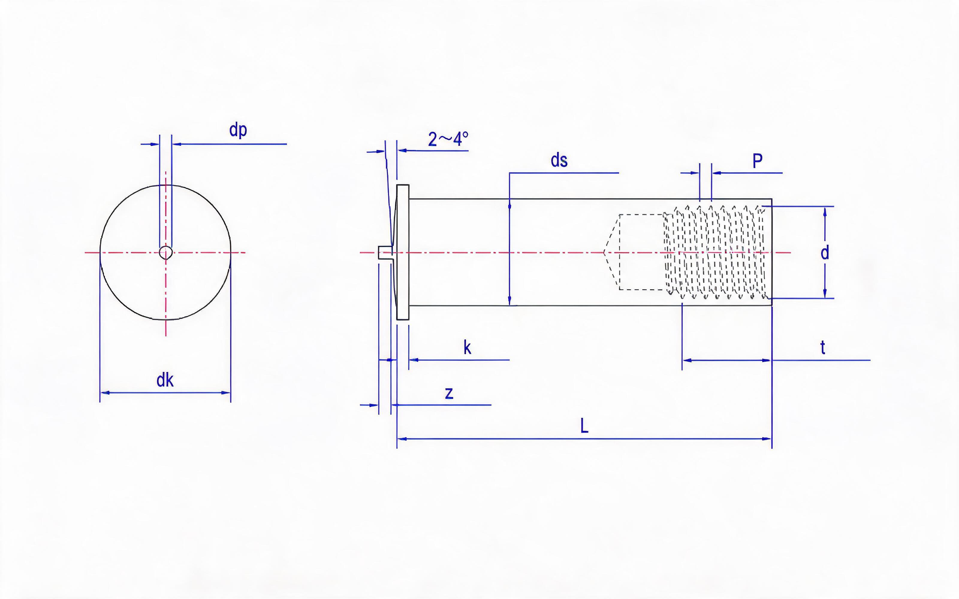 WELDED NUT FOR ARC STUD WELDING (IT TYPE INTERNAL THREADED STUD) Standard Drawing