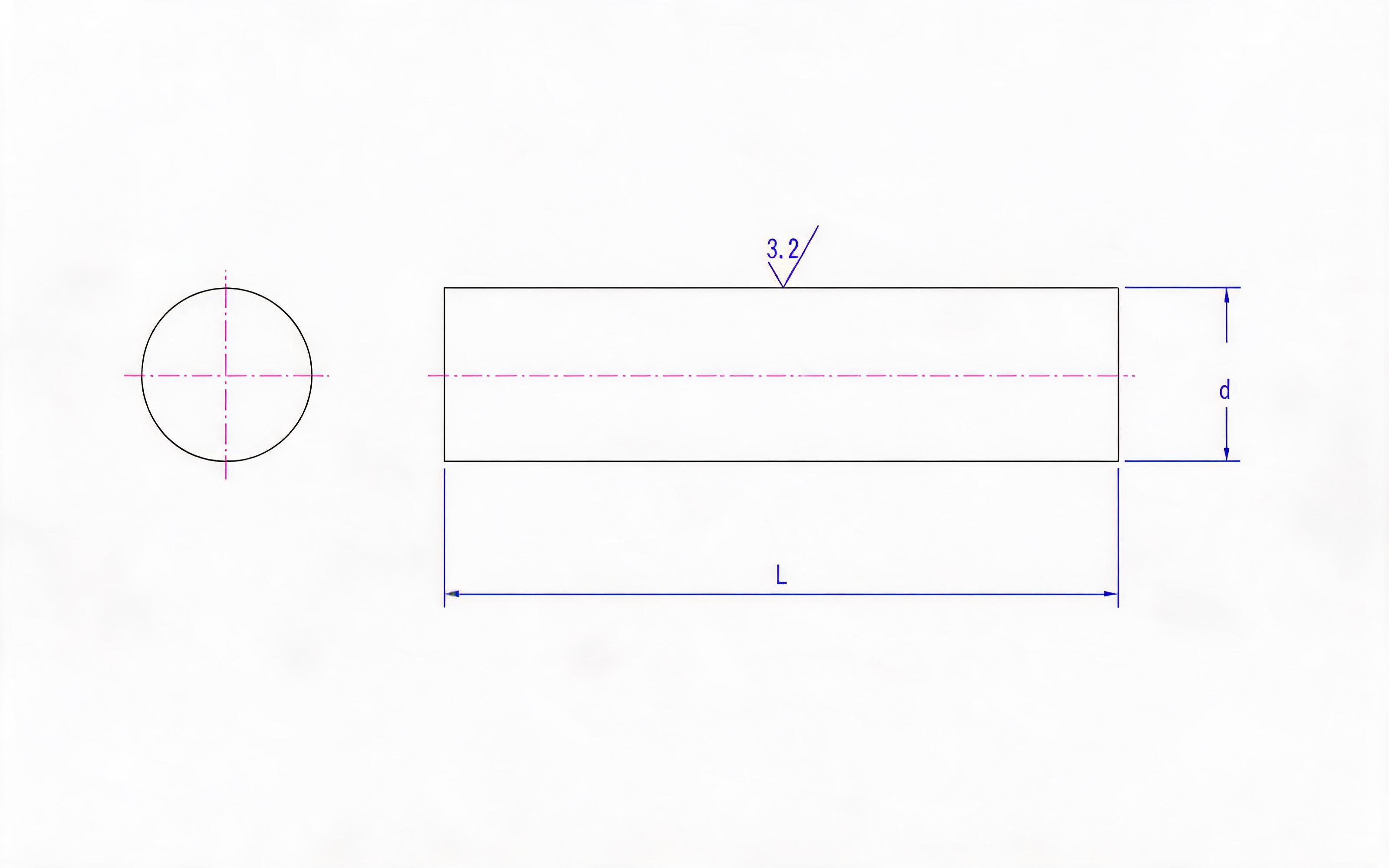 Unhardened cylindrical pin (d h11) Standard Drawing