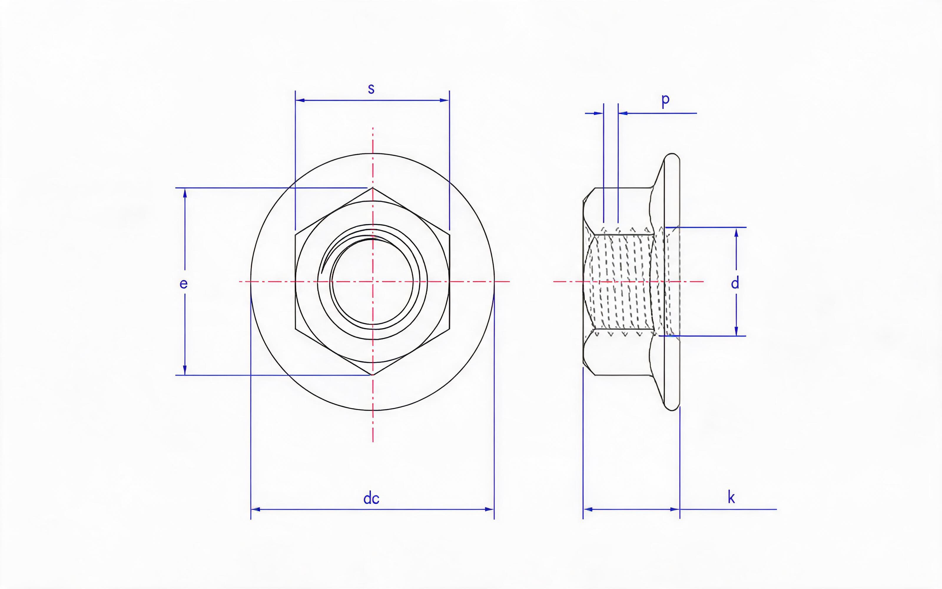 FINE THREAD HEXAGON FLANGE NUT Standard Drawing