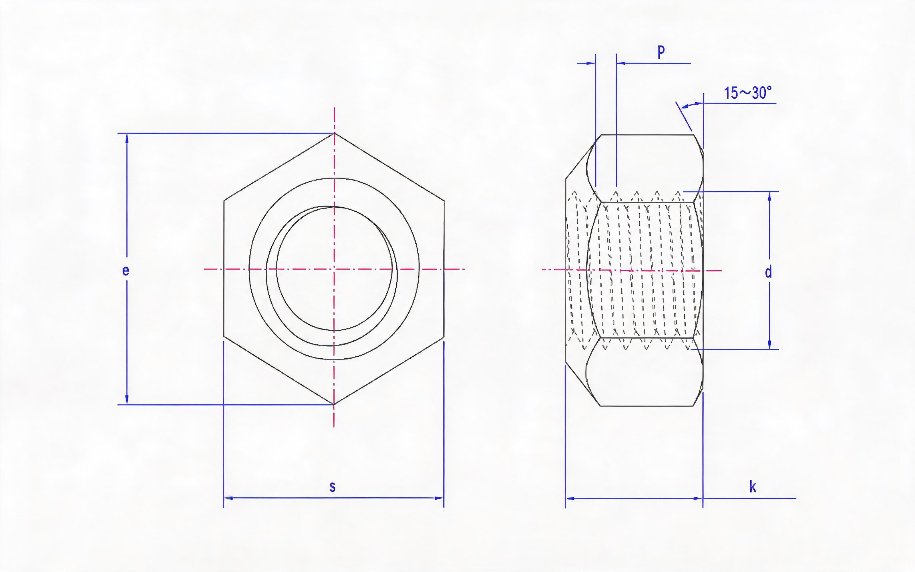 Type 2 compression point-type all-metal hexagon lock nut Grades 5, 8, 10 and 12 Standard Drawing