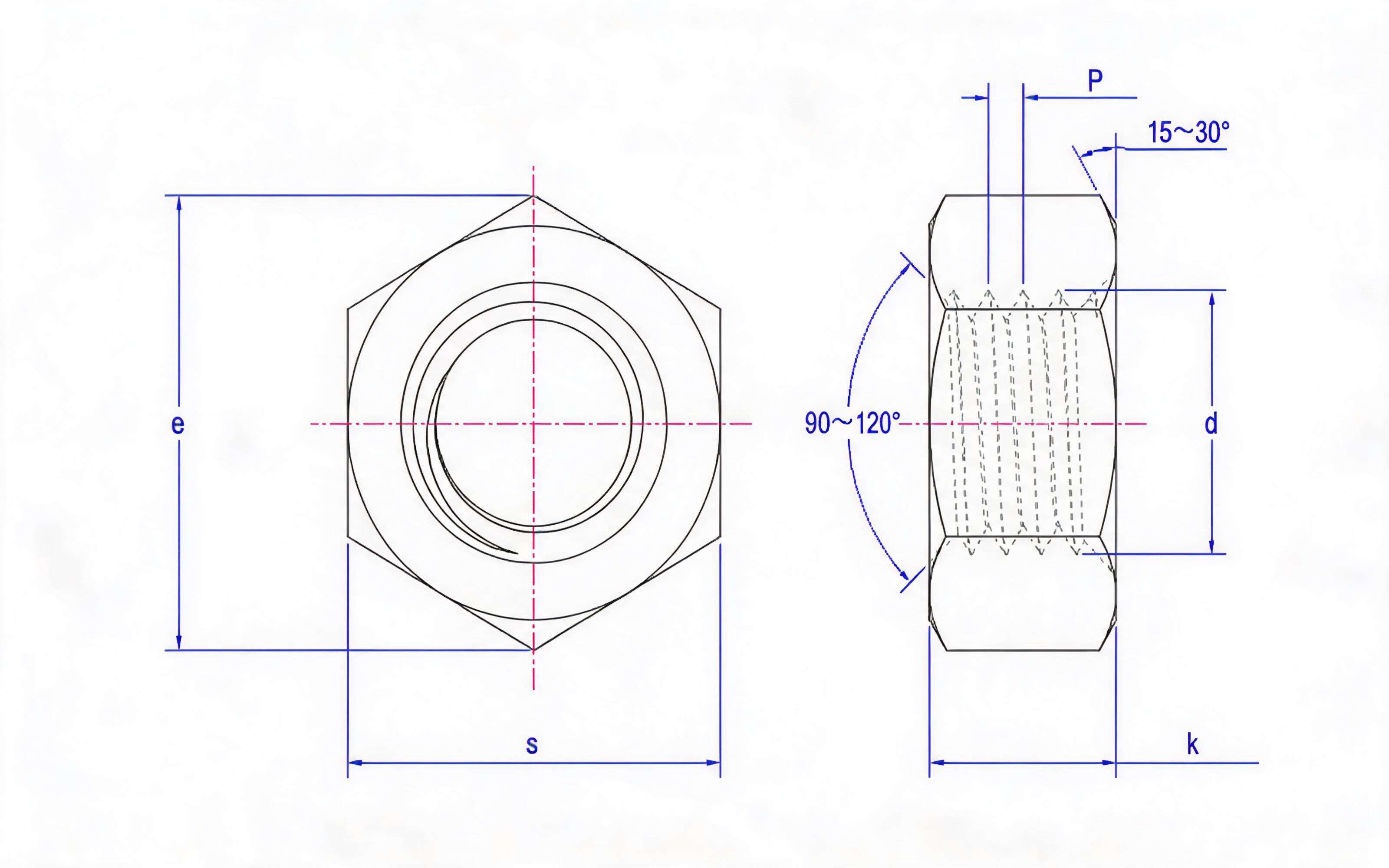 Hexagon nut Standard Drawing