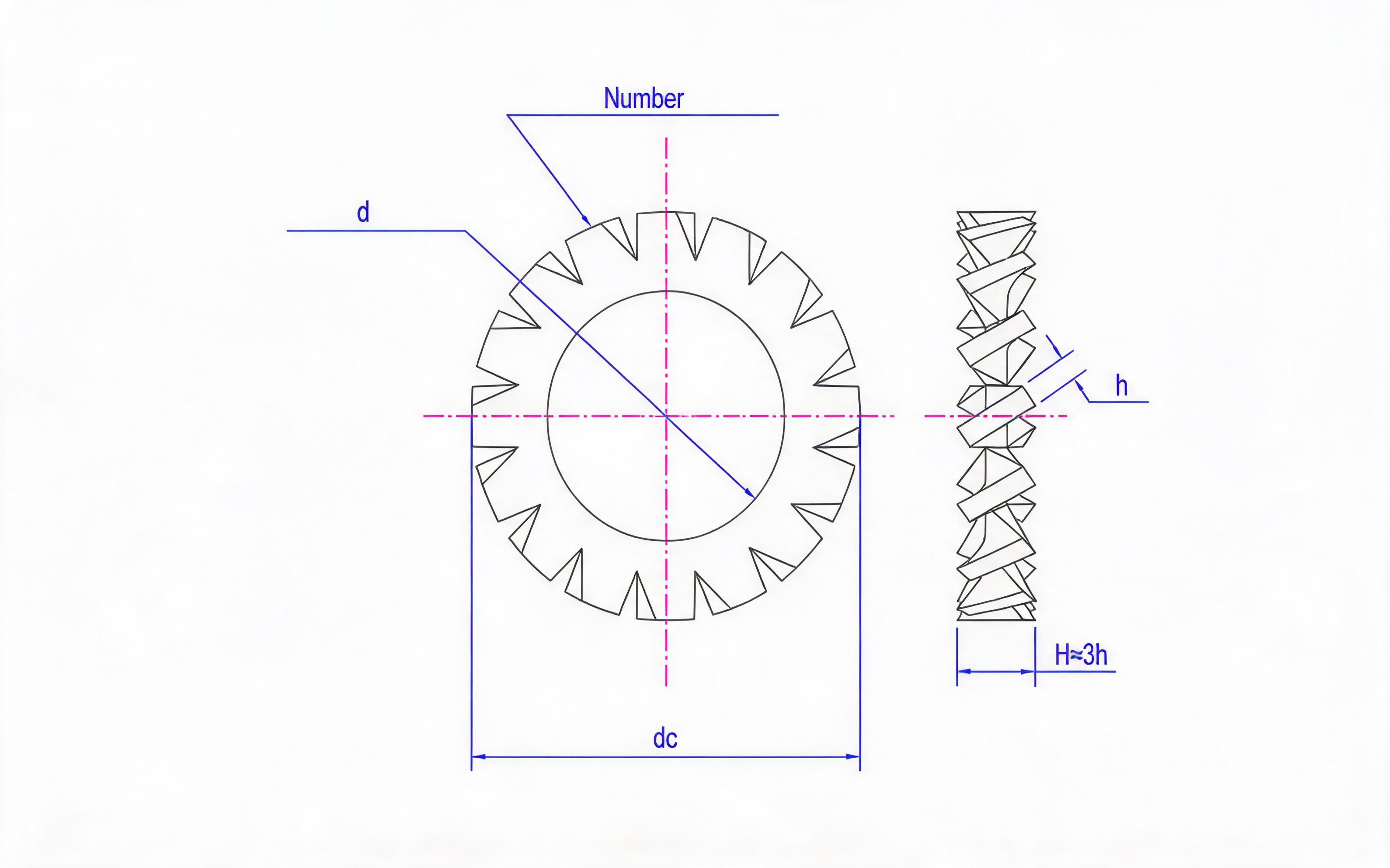 External serrated lock washer for assembly Standard Drawing