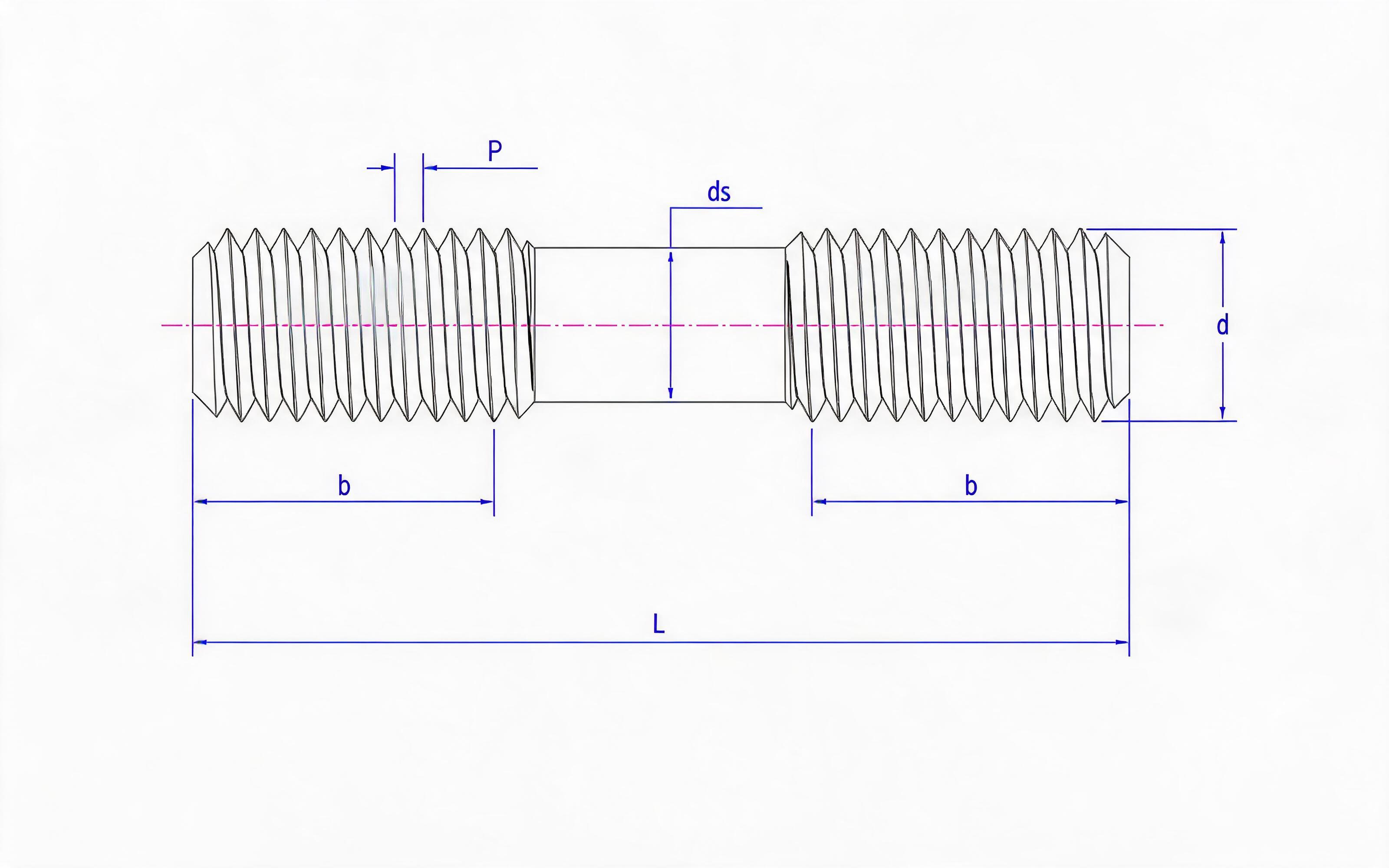 EQUIVALENT DOUBLE HEAD STUD (STANDARD TYPE) Standard Drawing