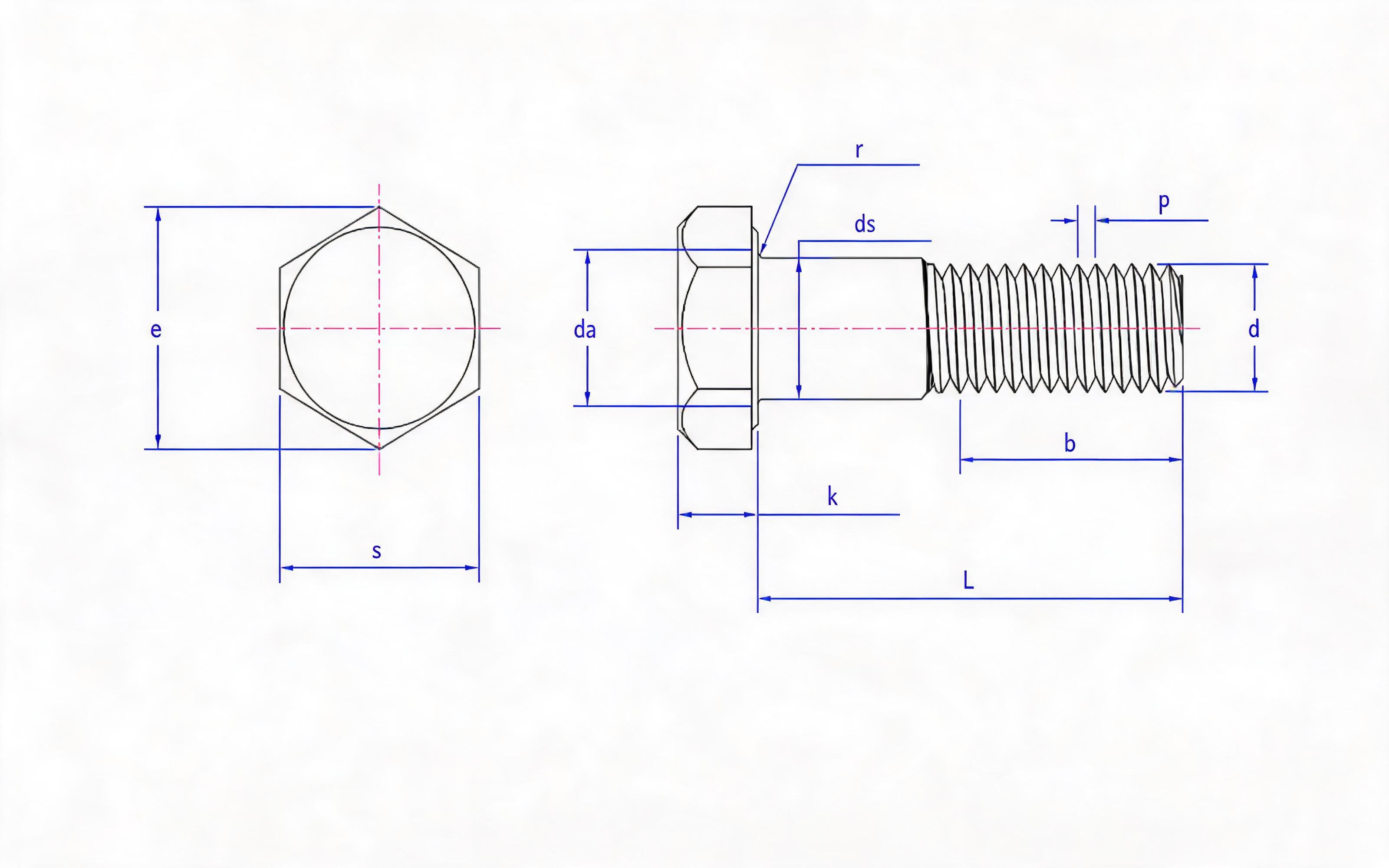 Large hexagon head stiffener bolt for steel structure Standard Drawing