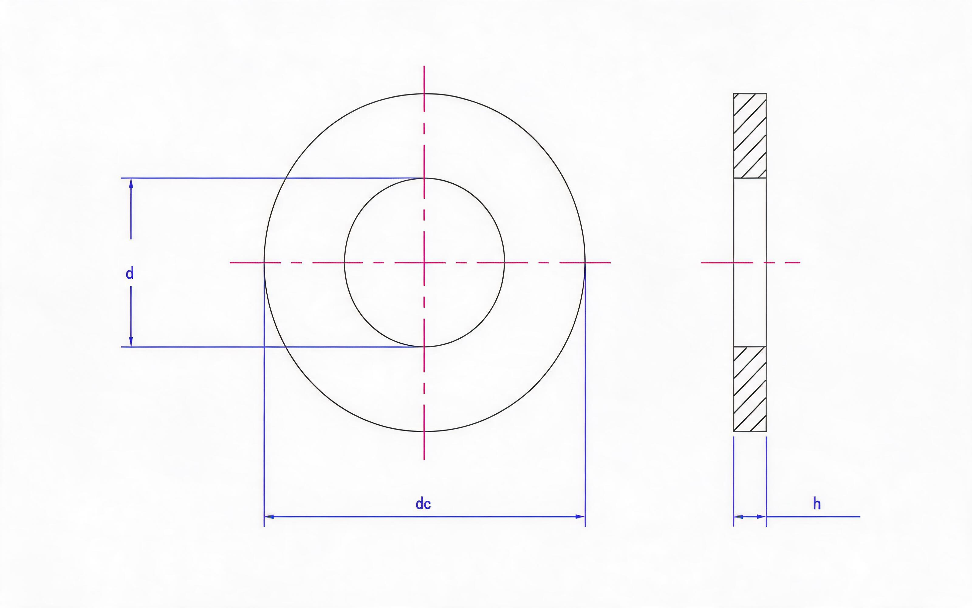 Flat washer, plain washer Standard Drawing