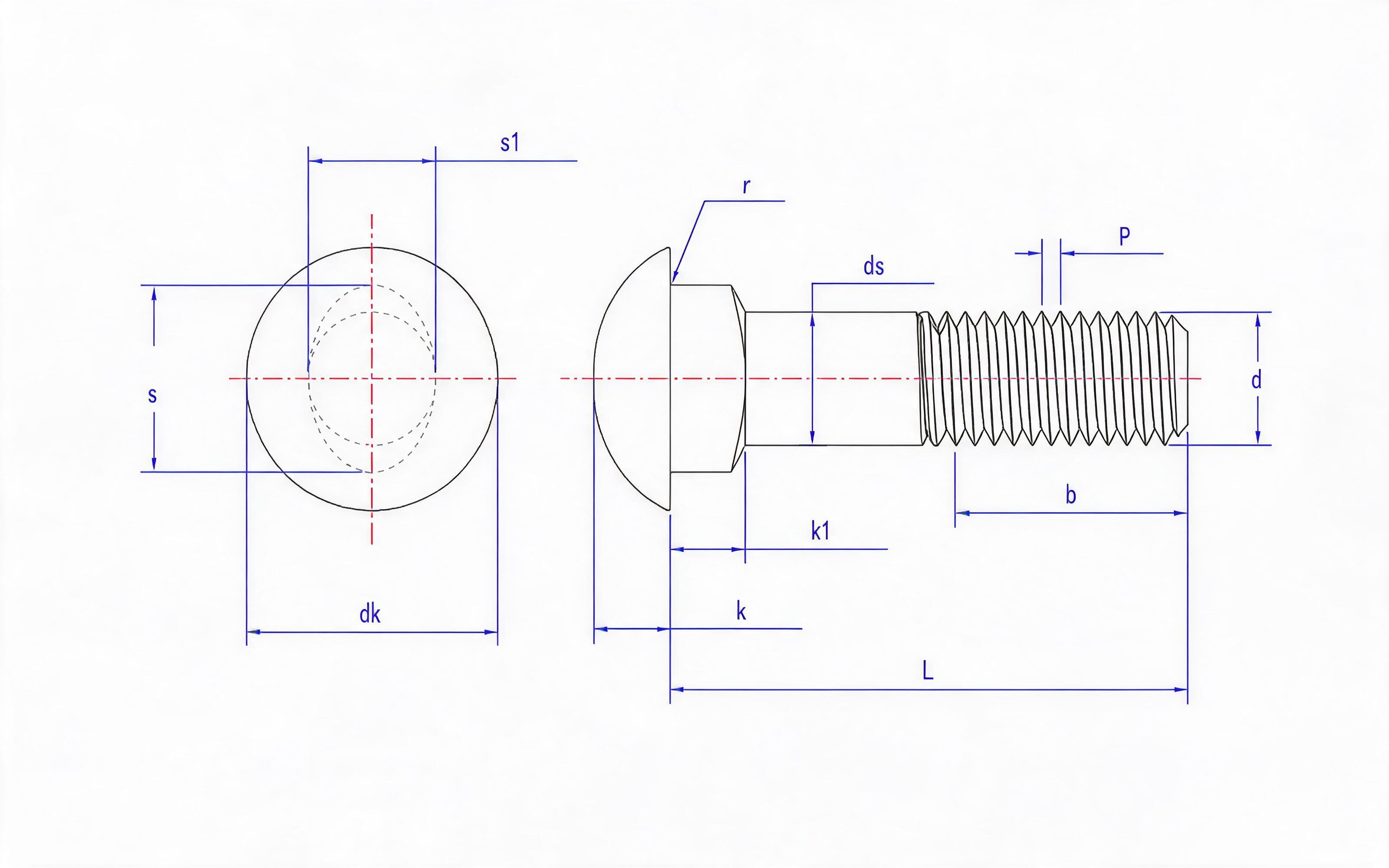 Oval head bolt Standard Drawing
