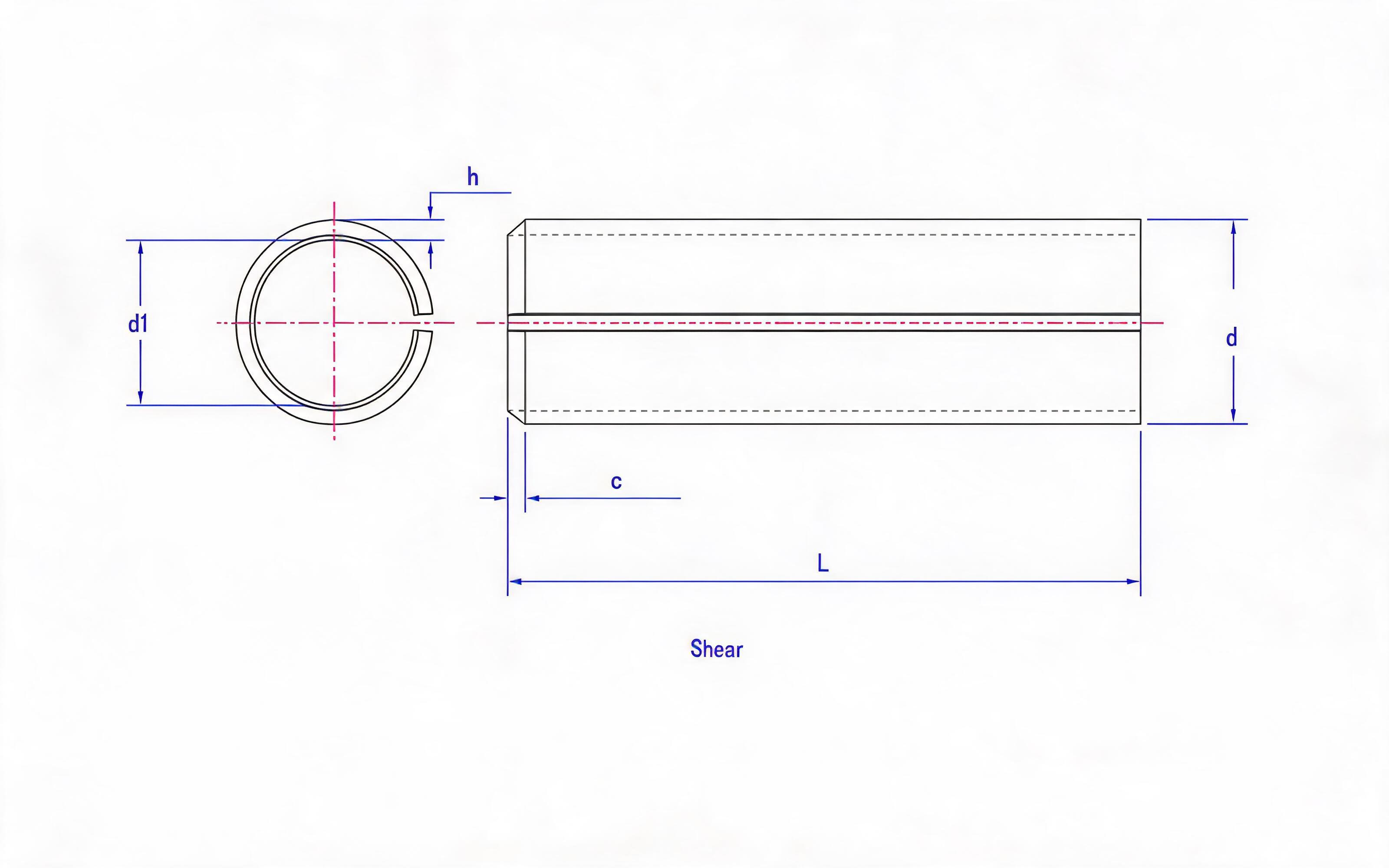 Heavy Slotted Elastic Cylindrical Pin (d ＞ 12mm) Standard Drawing