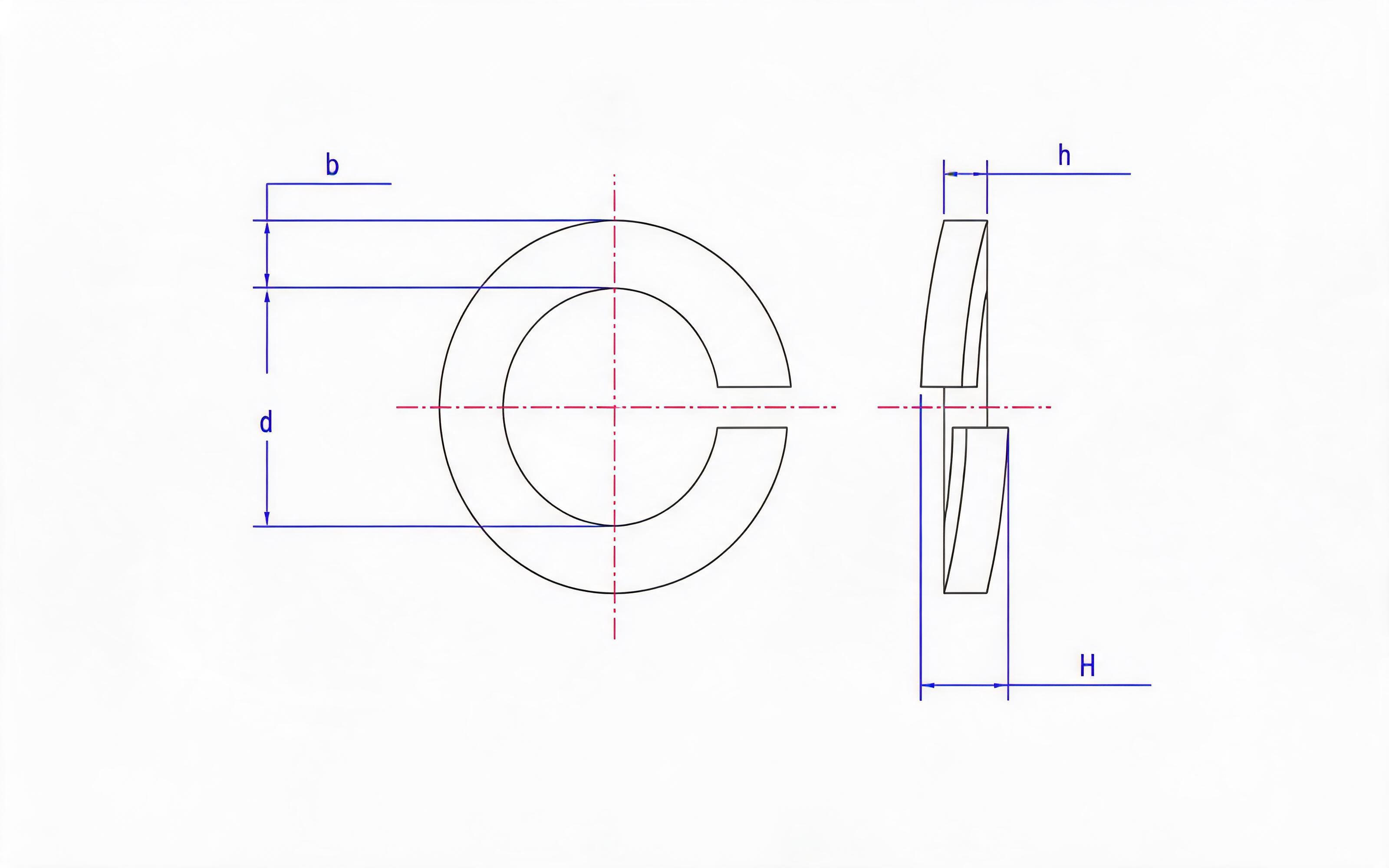 Light spring washer Standard Drawing