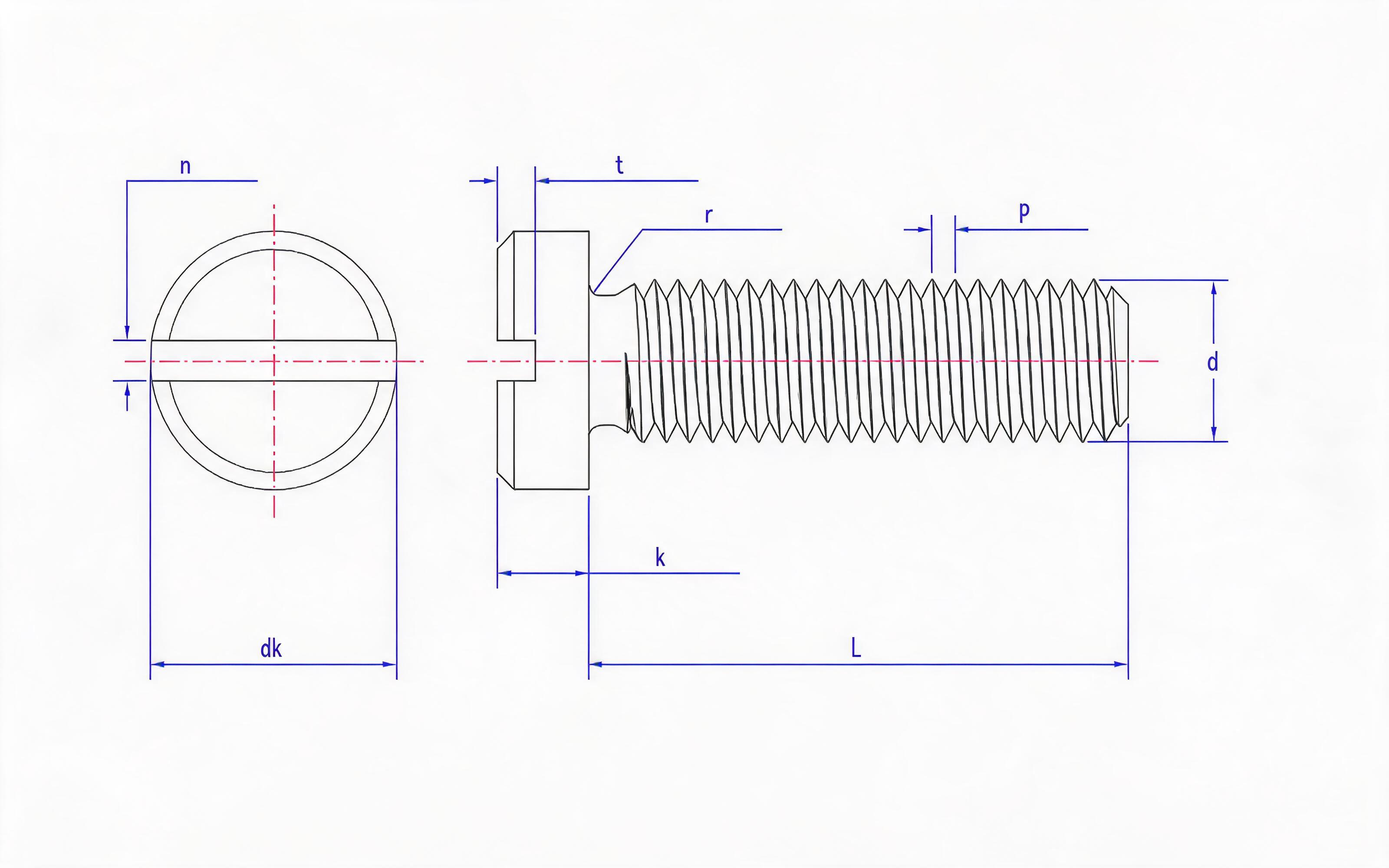 Small slotted panhead screw Standard Drawing