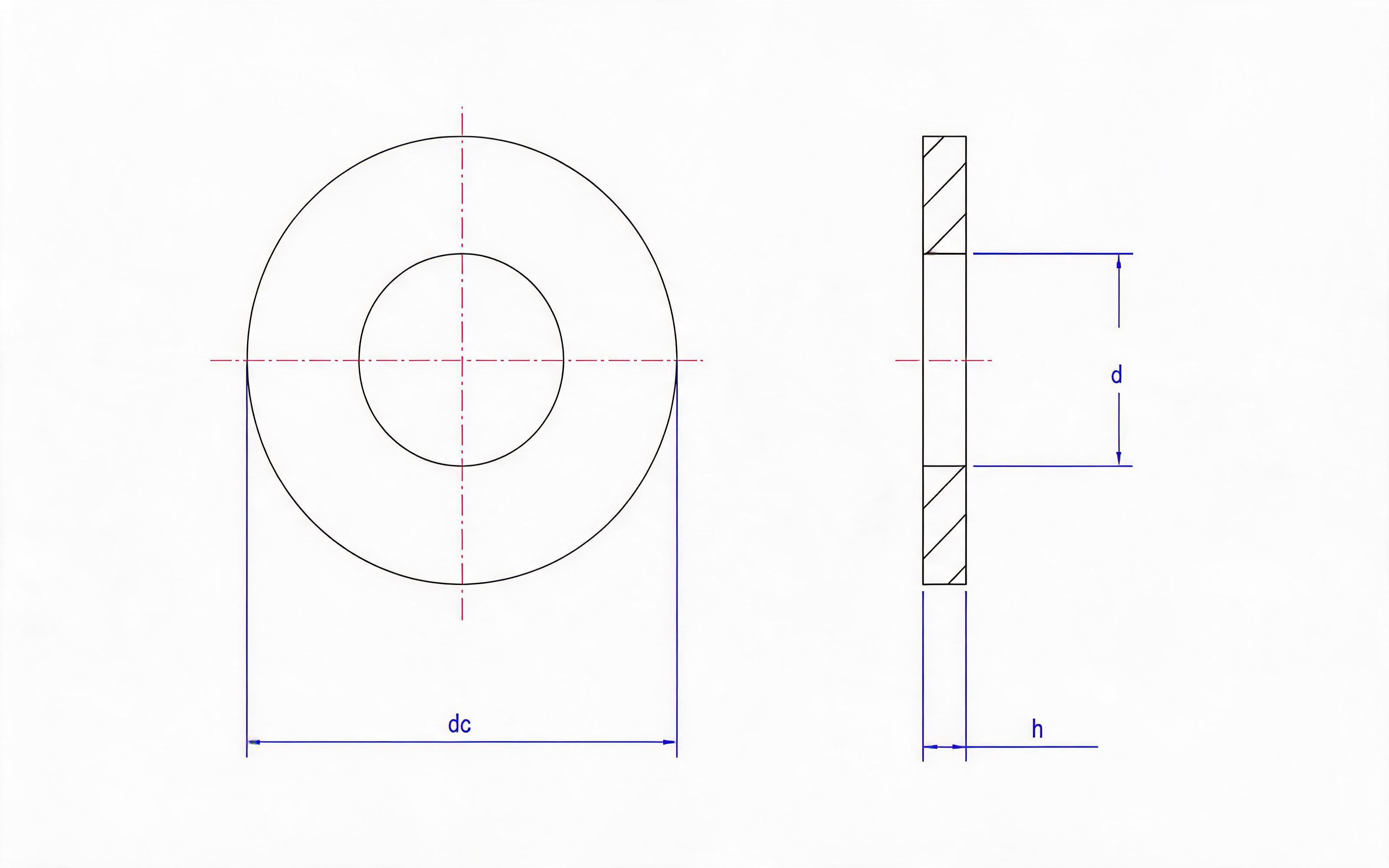 Flat washer for self-tapping screw assembly Standard Drawing