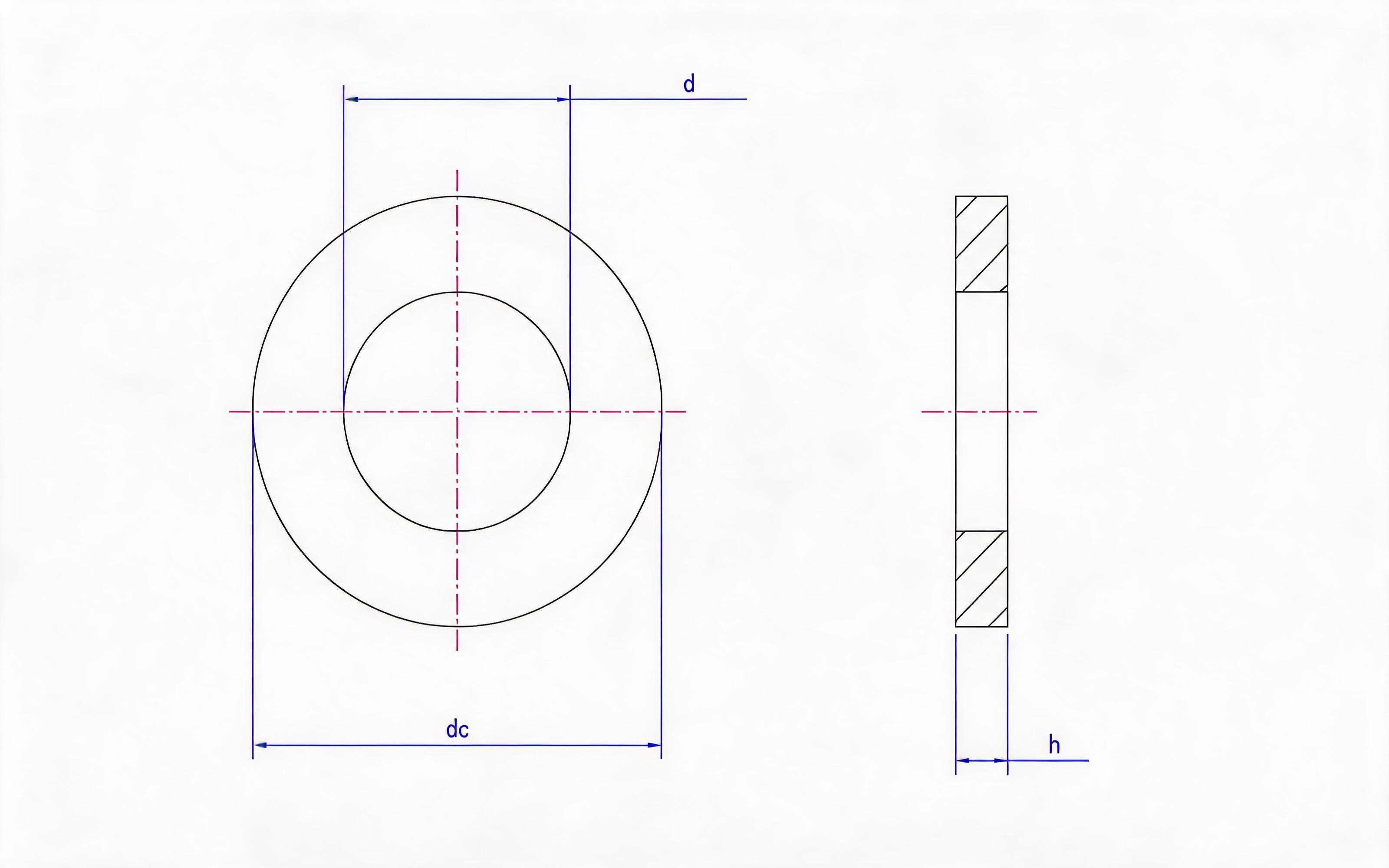Flat Washers for Bolts Grade C Standard Drawing