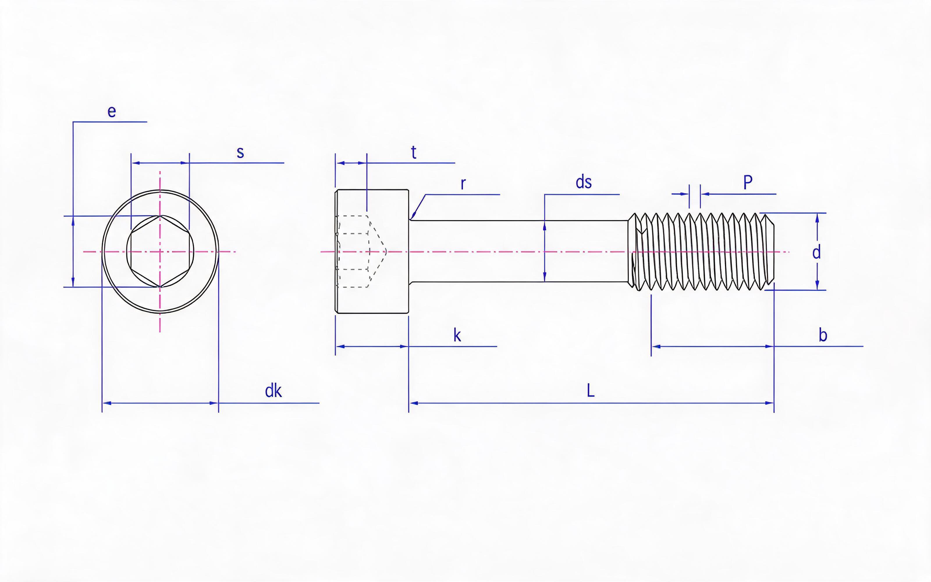 Hexagon socket head screw Standard Drawing