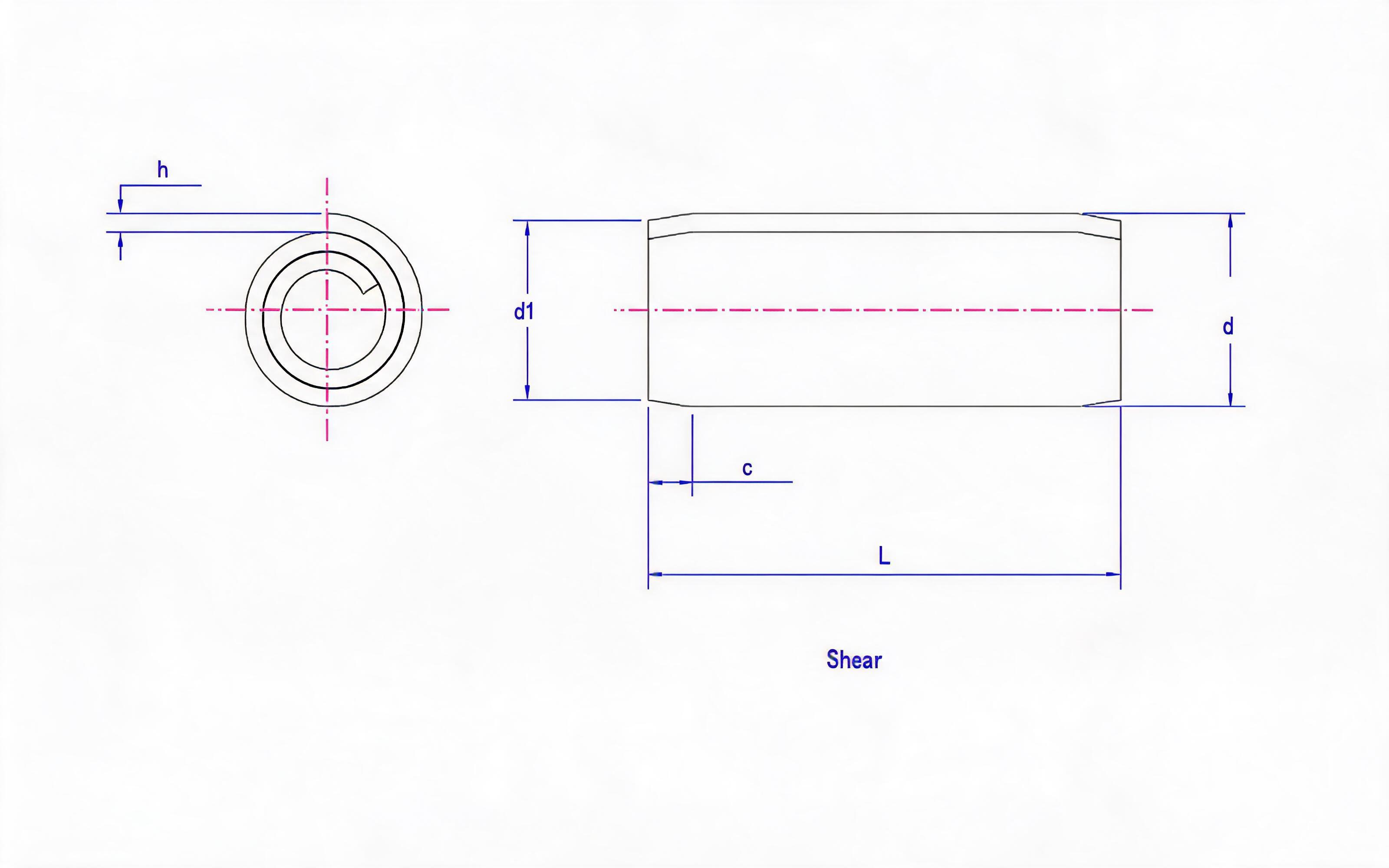 Heavy-duty coiled elastic cylindrical pin (austenitic stainless steel) Standard Drawing