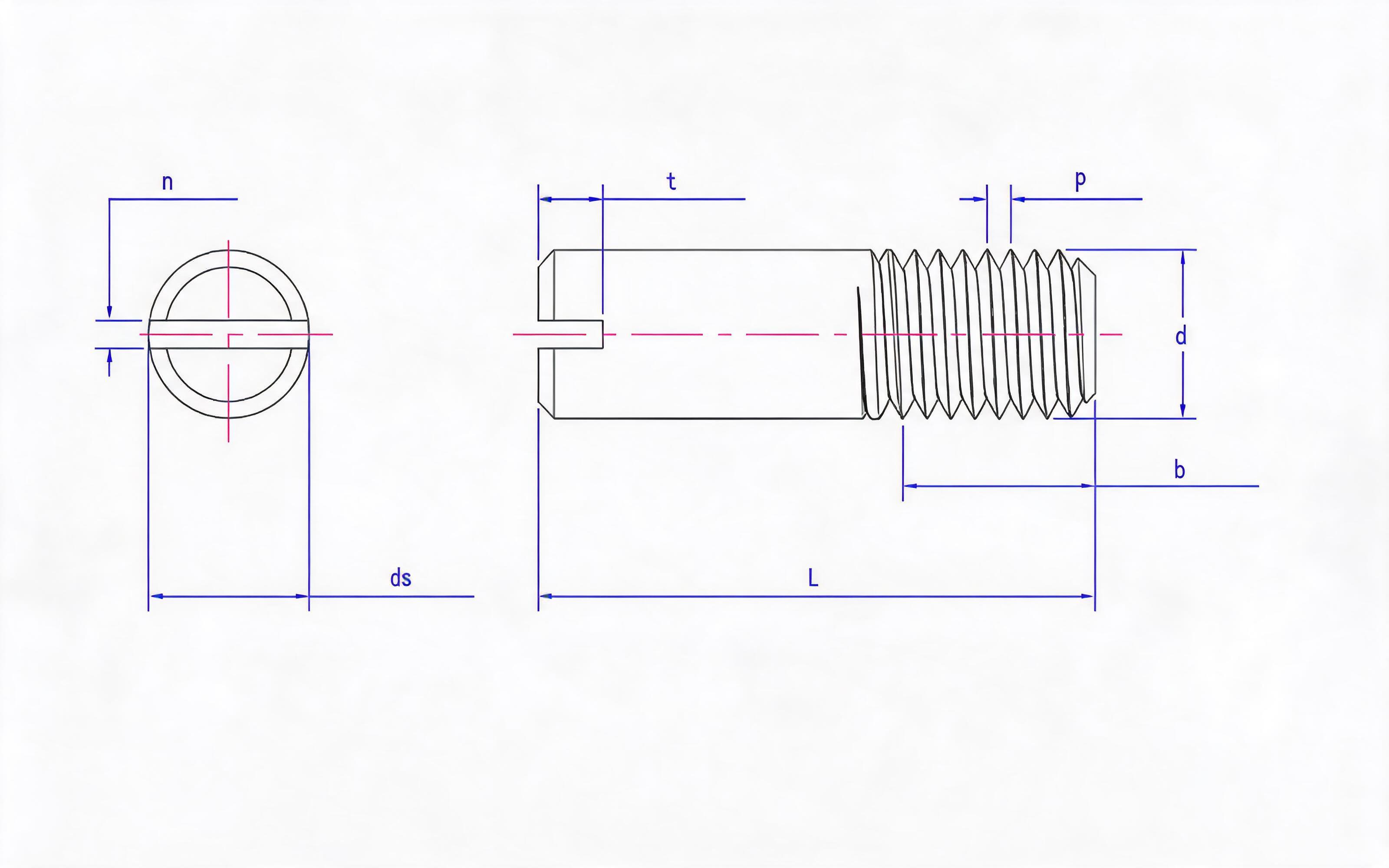 SLOTTED HEADLESS SCREW Standard Drawing