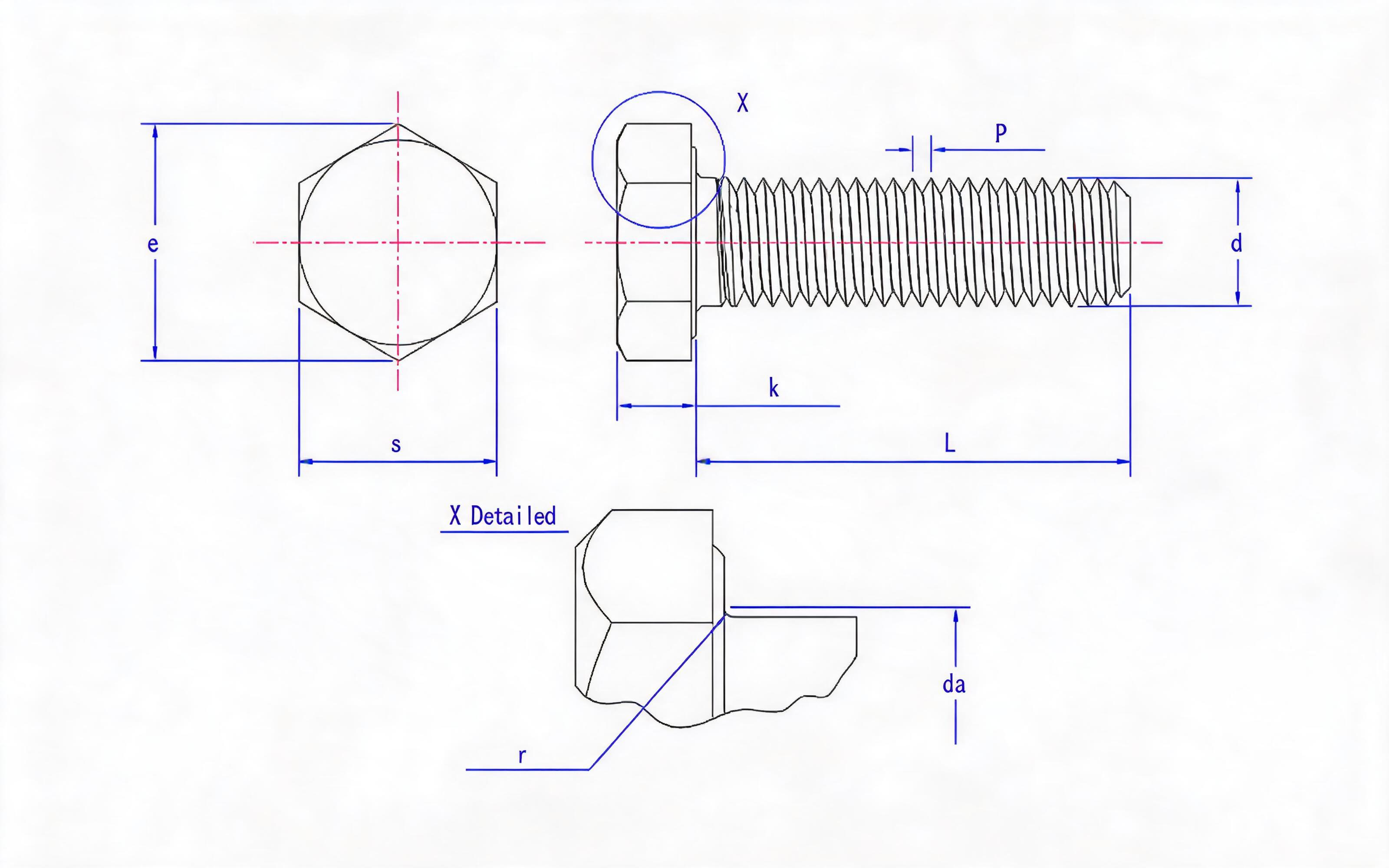 Hexagon head bolt Standard Drawing