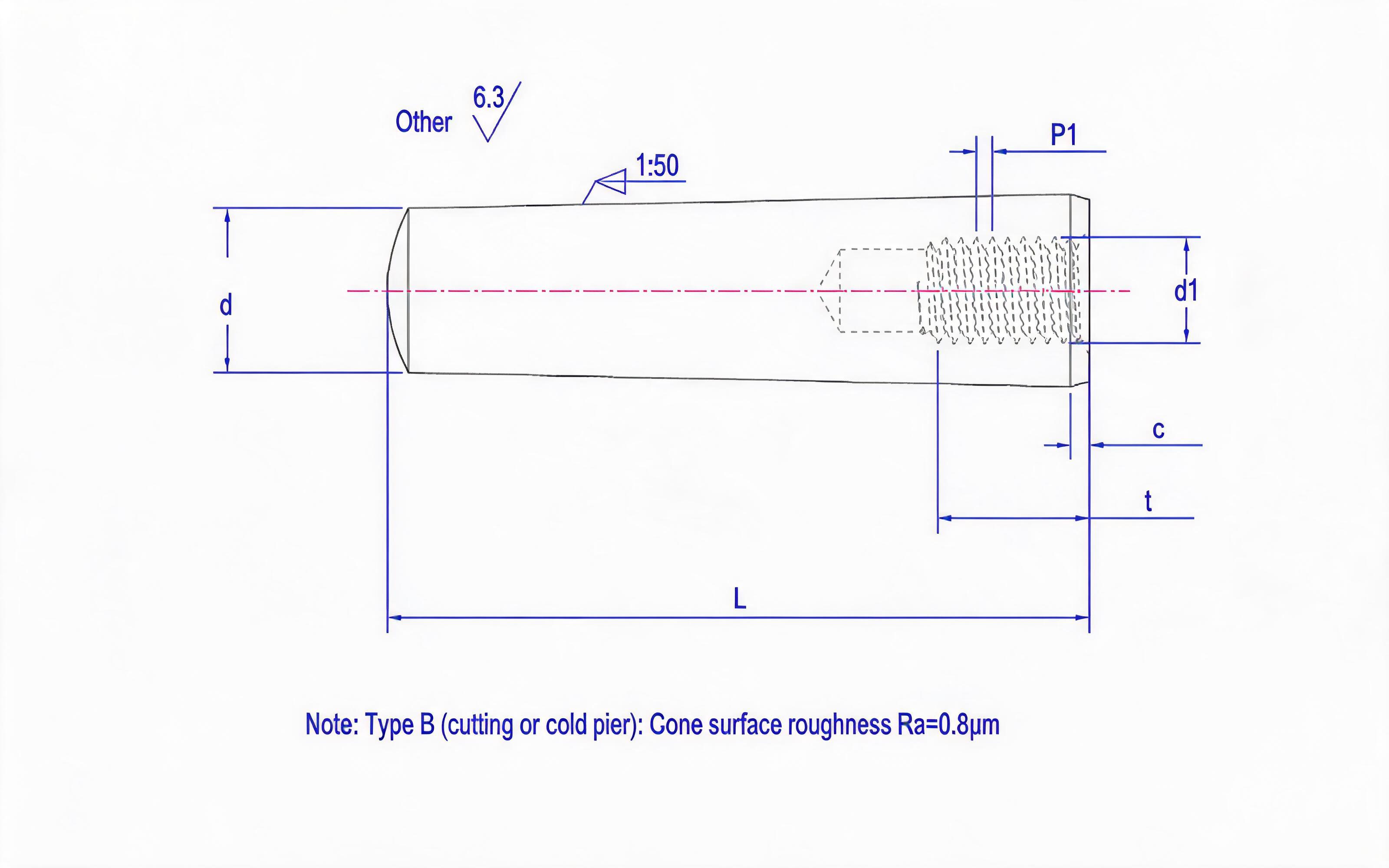 Female taper pin (Type A) Standard Drawing