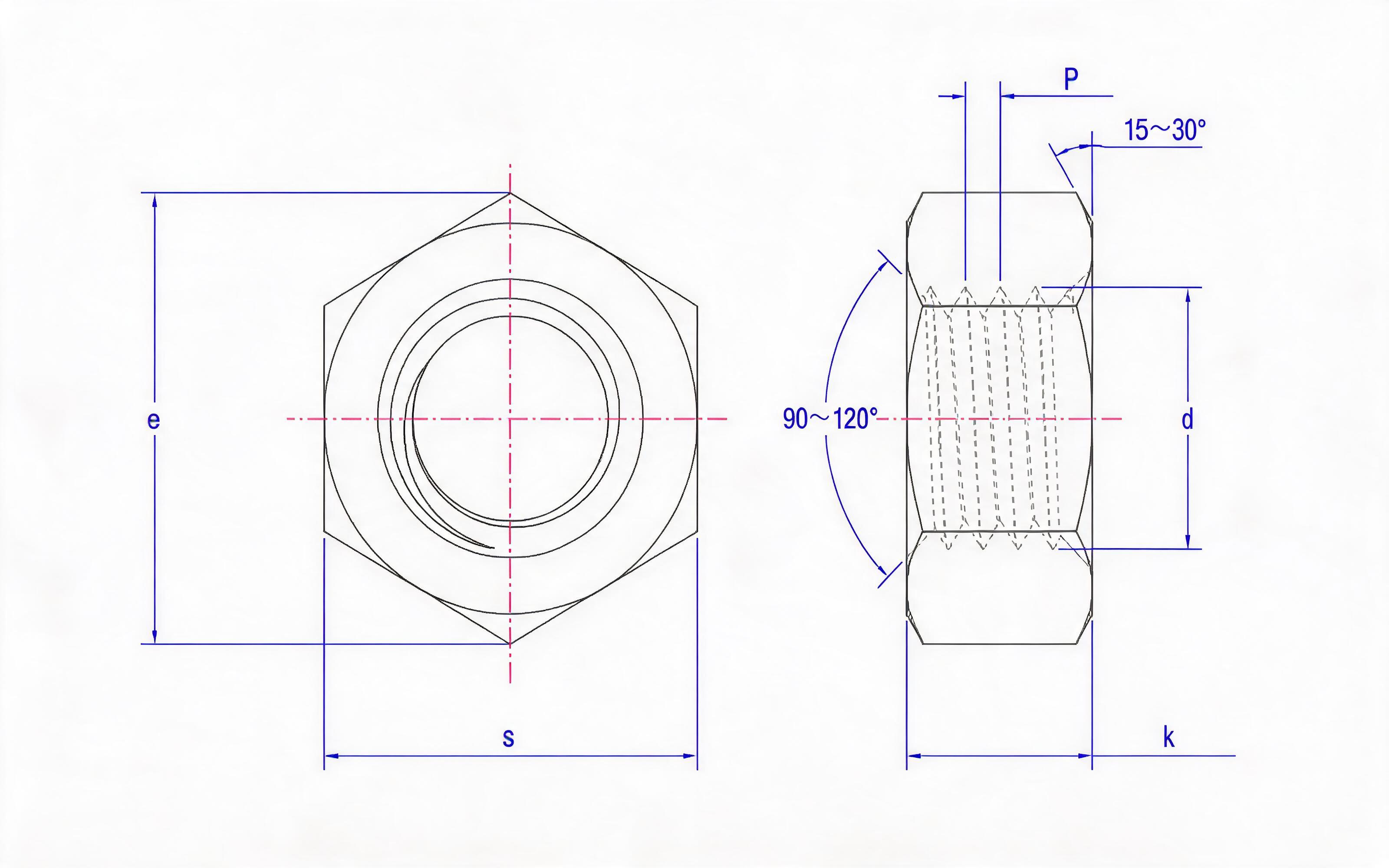 Hexagon nut Standard Drawing