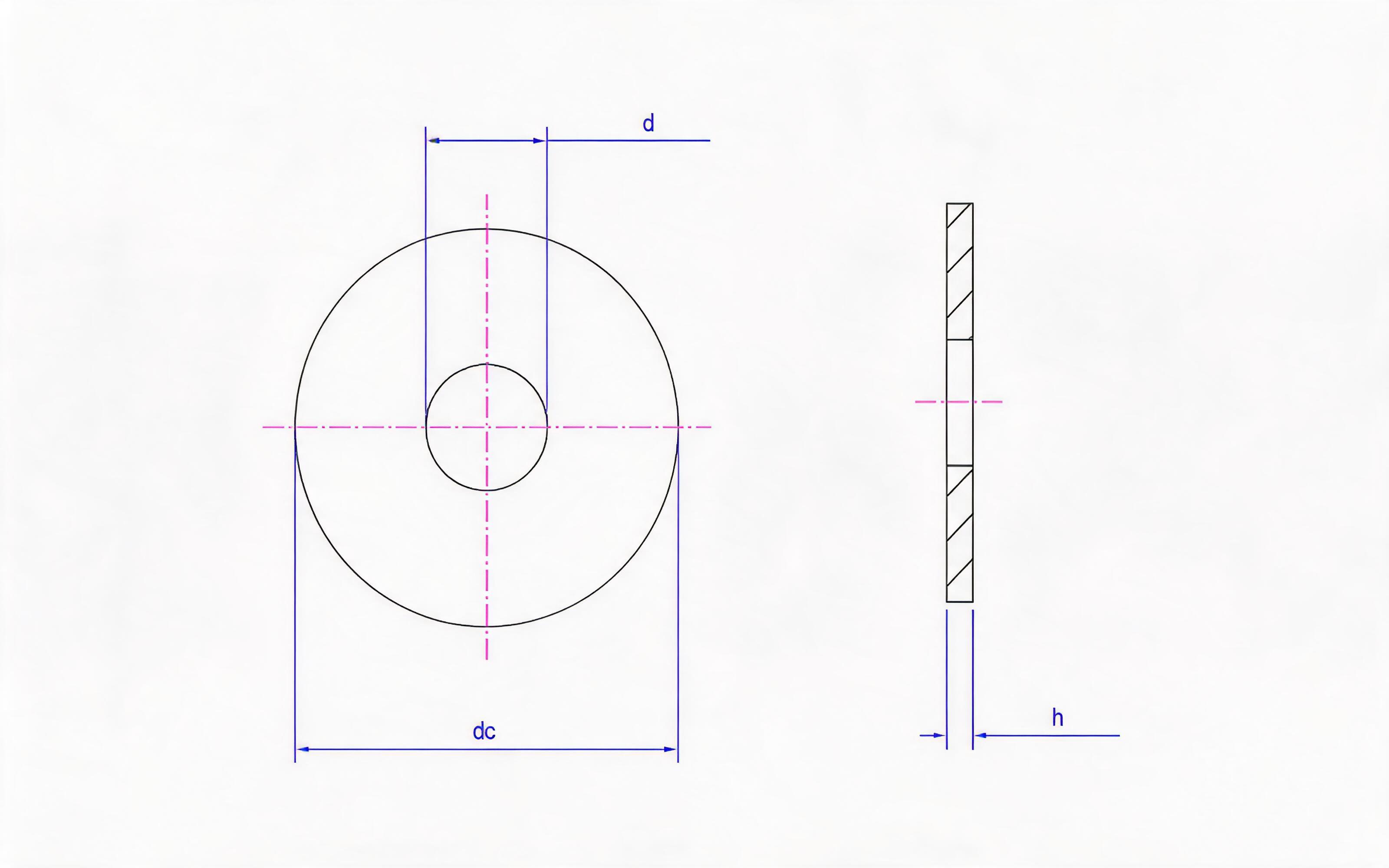 Flat washer for self-tapping screw and washer assembly (large) Standard Drawing