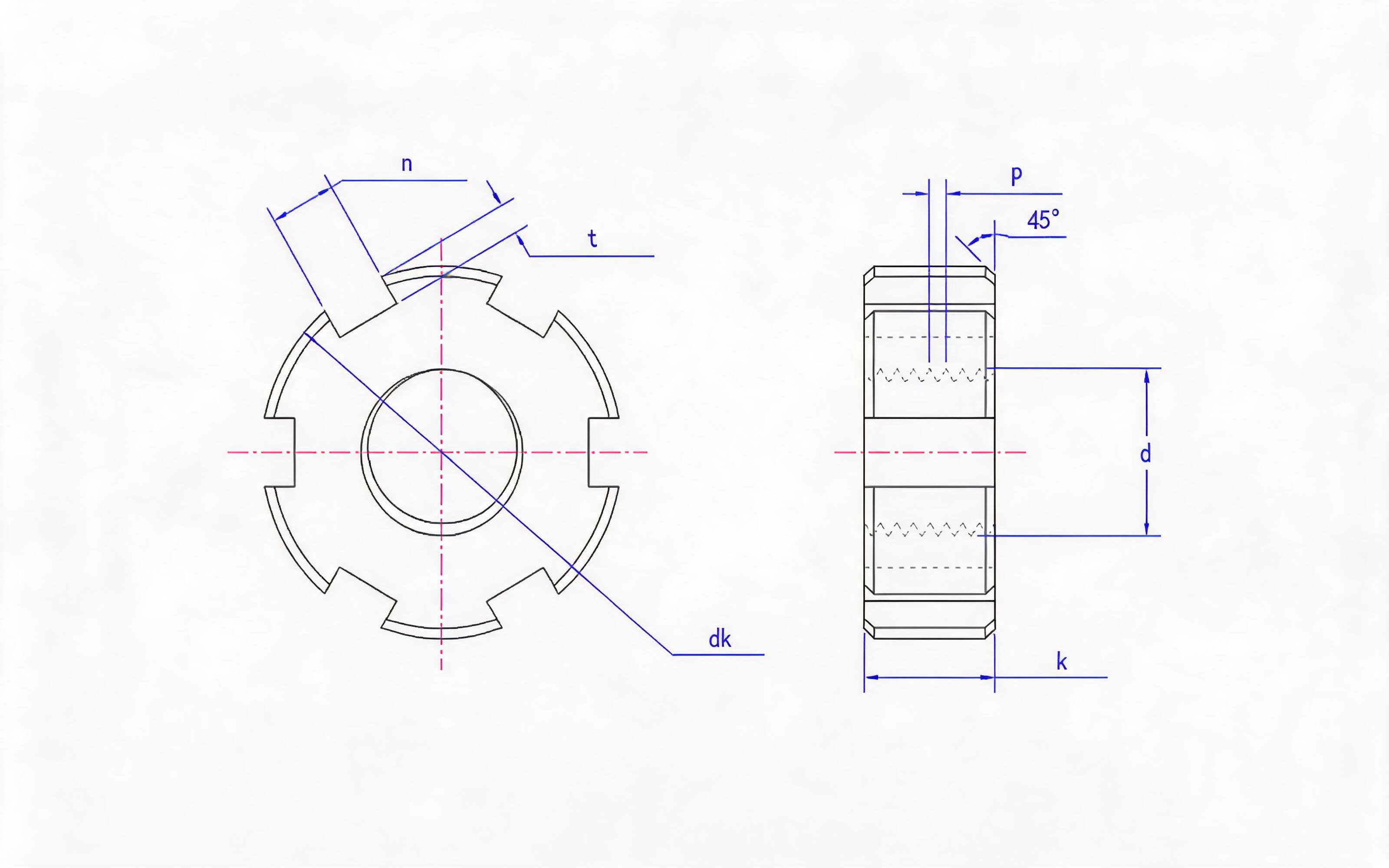 Small round nut (d ≥ M105) Standard Drawing