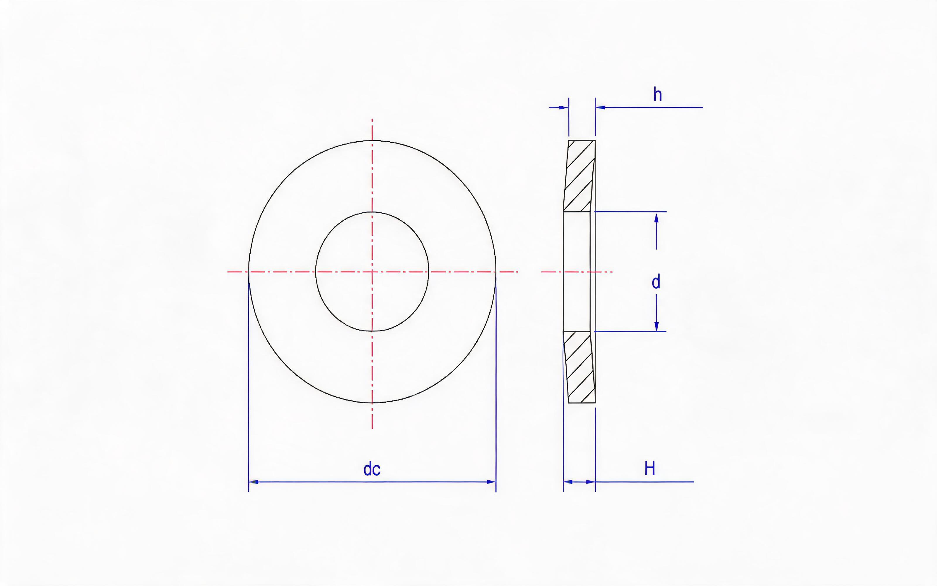 Belleville spring washer (h>6mm, d H13) Table A.1 Standard Drawing