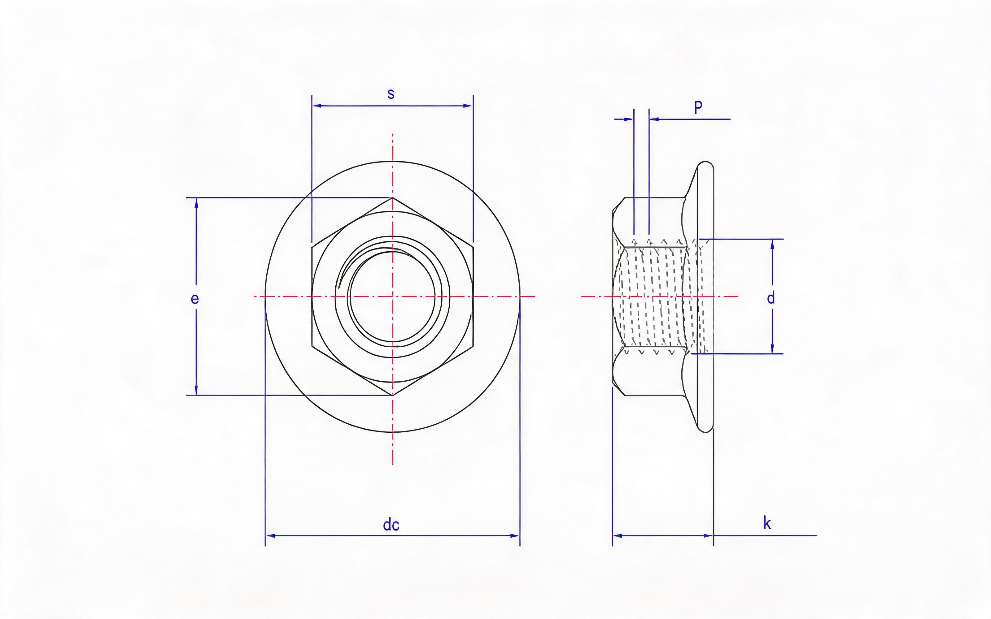 Hexagon flange nut Standard Drawing