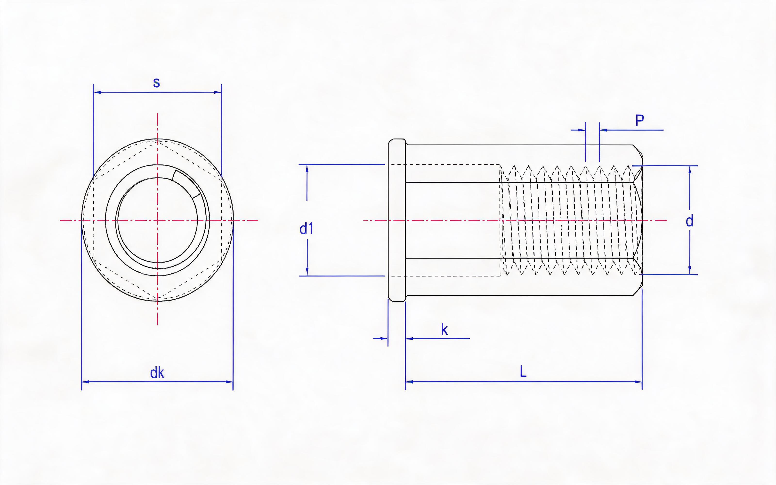 Flat hexagon riveted nut Standard Drawing