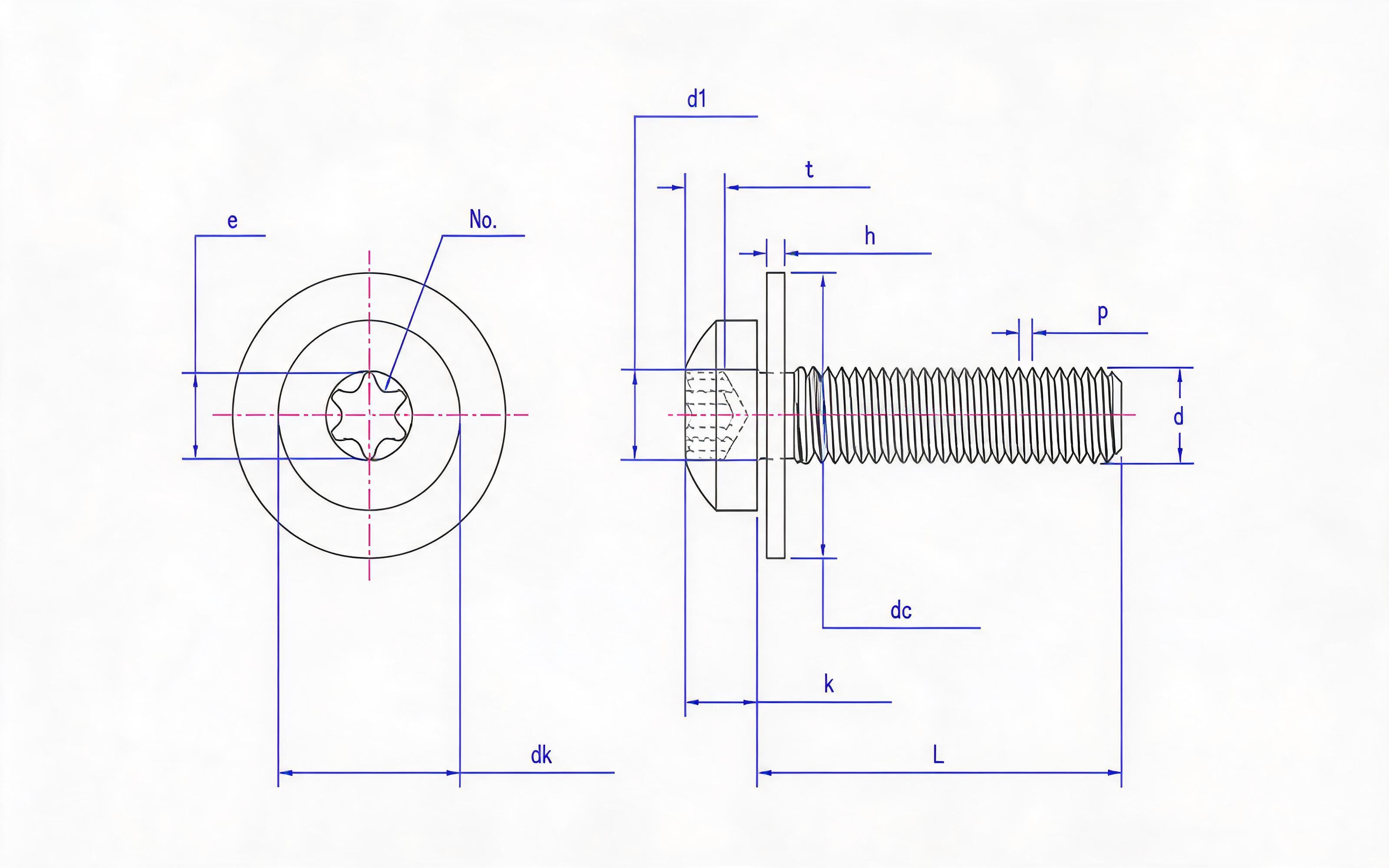 Combination of box groove panhead screw and large flat washer Standard Drawing