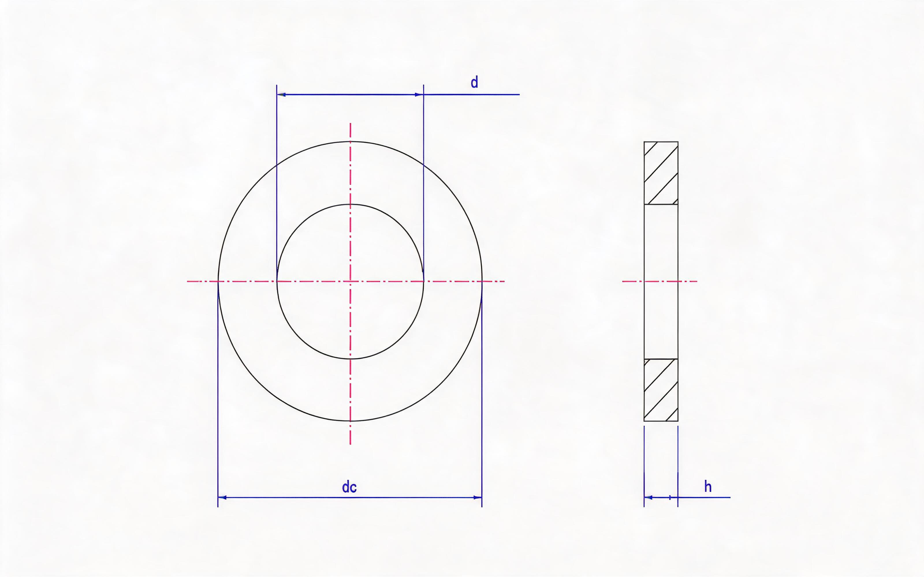Flat Washers for Bolts Standard Drawing