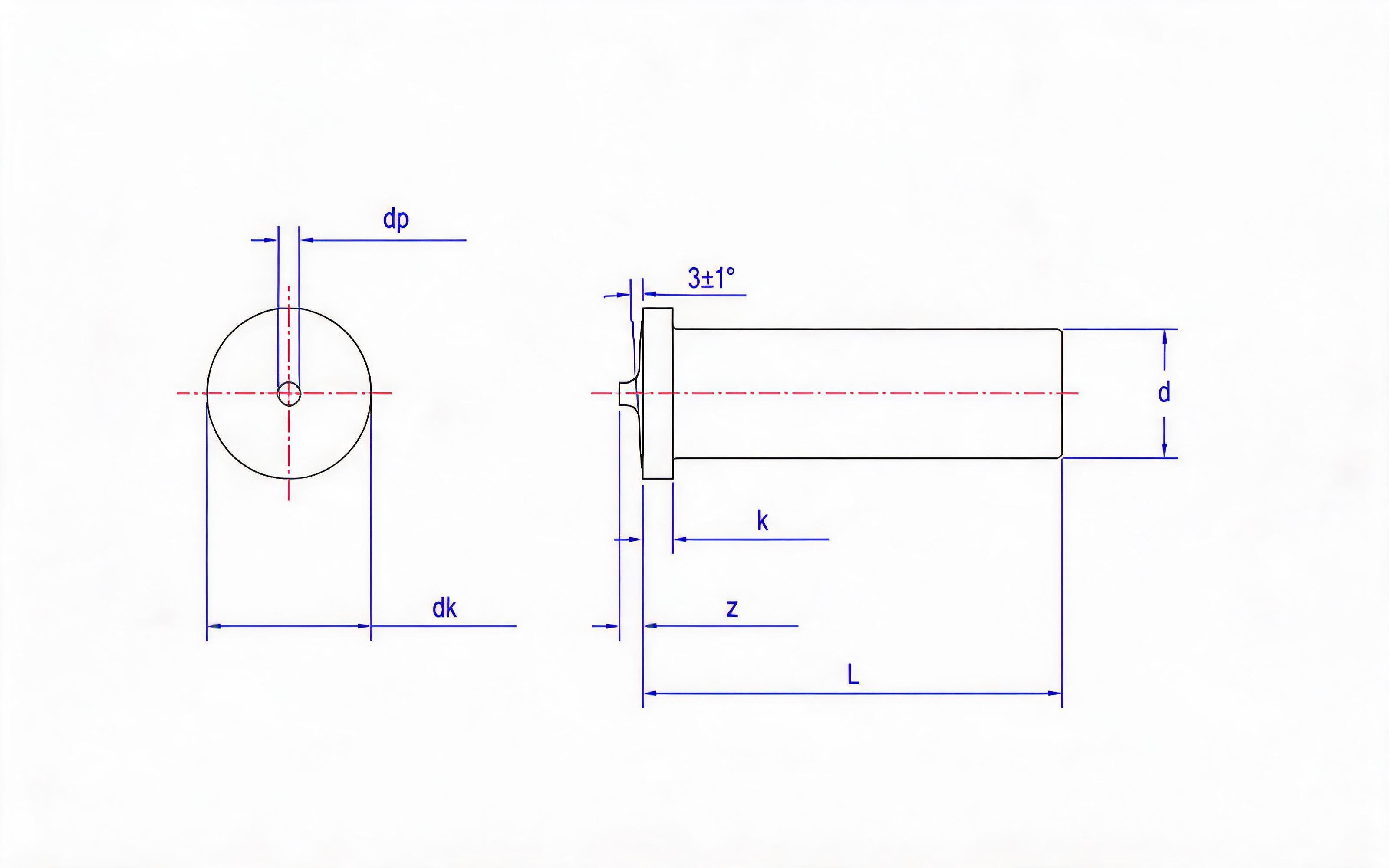 Single-point welding screw Standard Drawing