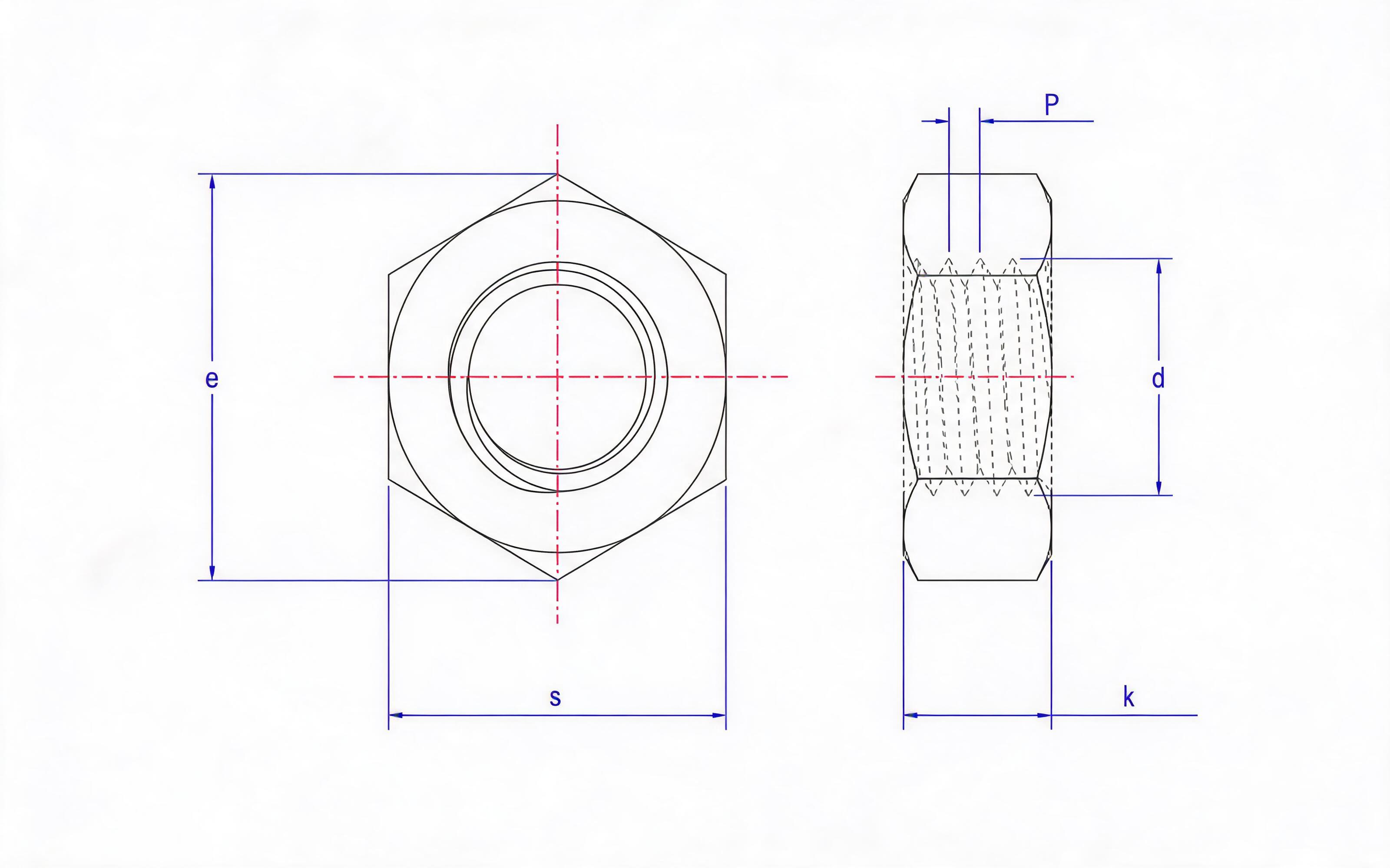 Small hexagon thin nut Standard Drawing