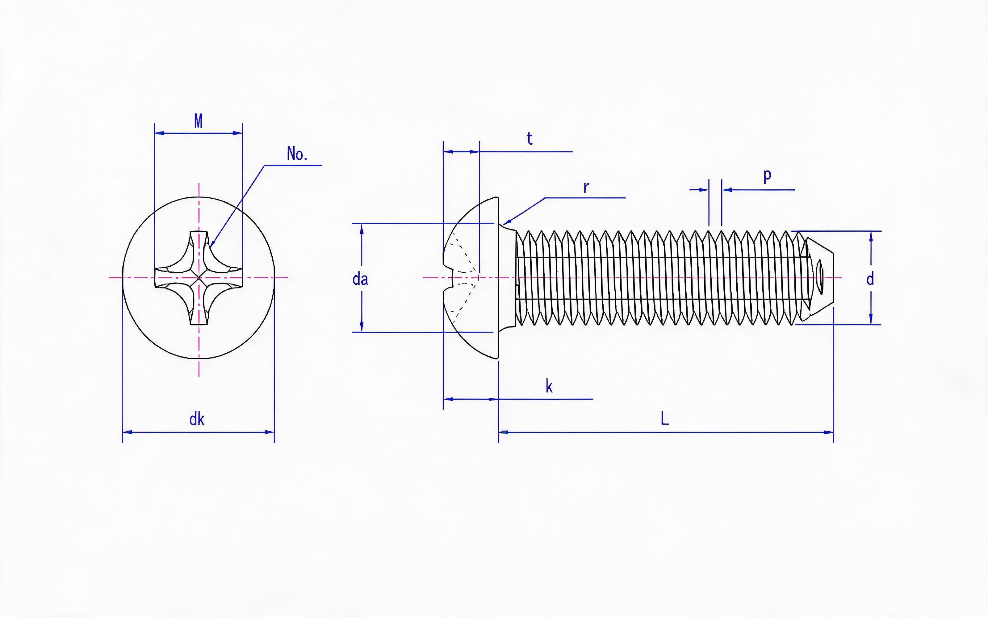 Cross recessed pan-head triangle lock screw (H type) Standard Drawing