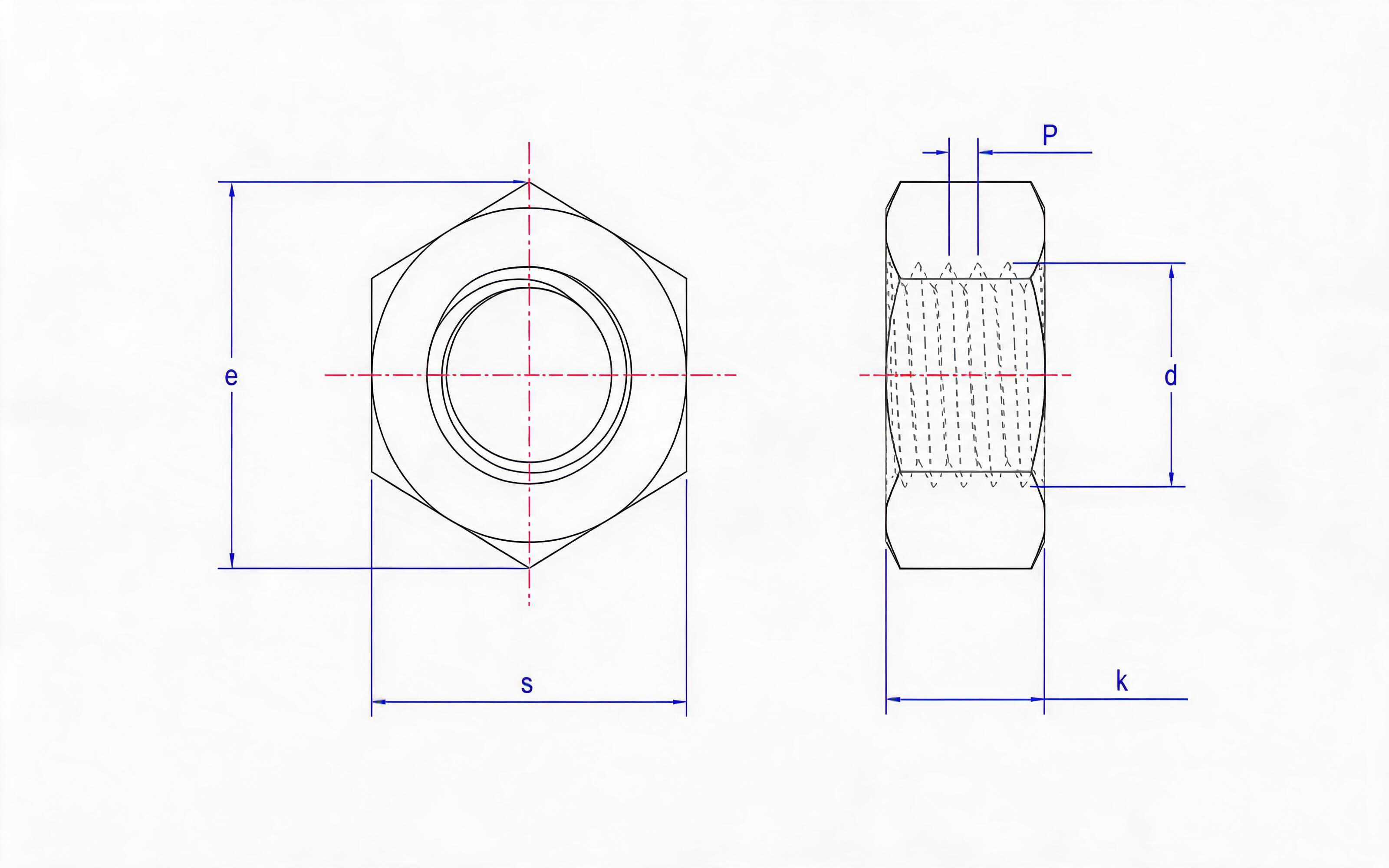 Small hexagon nut Standard Drawing