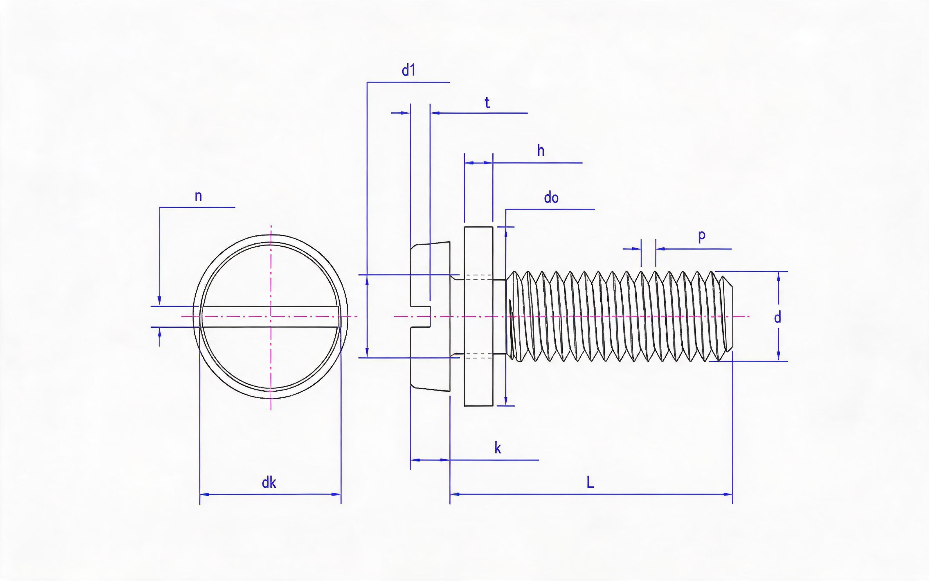 Slotted cheese head screw and flat washer combination Standard Drawing