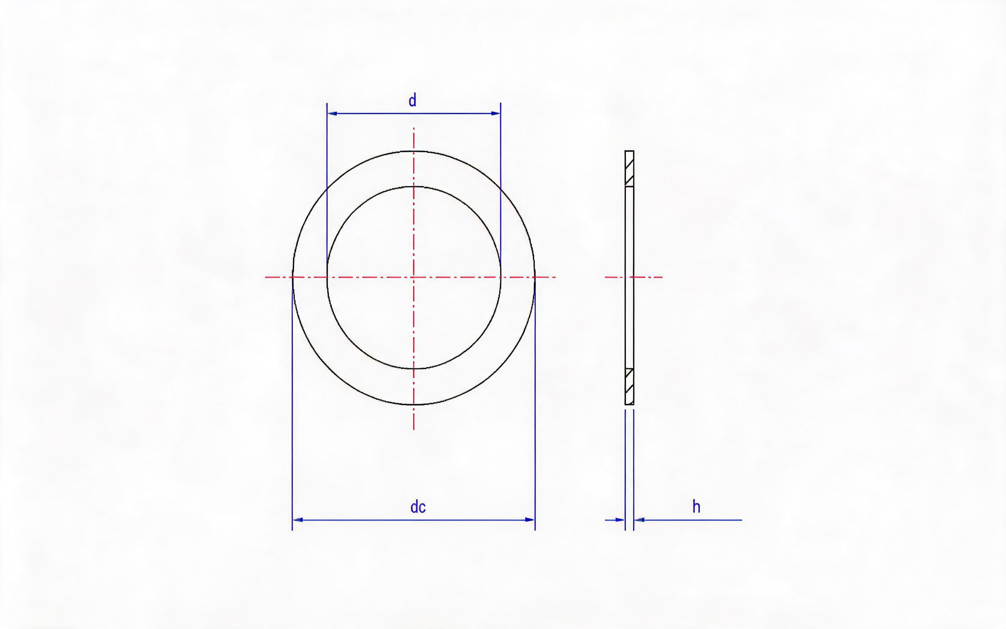 Type A sealing washer (non-asbestos material) Standard Drawing