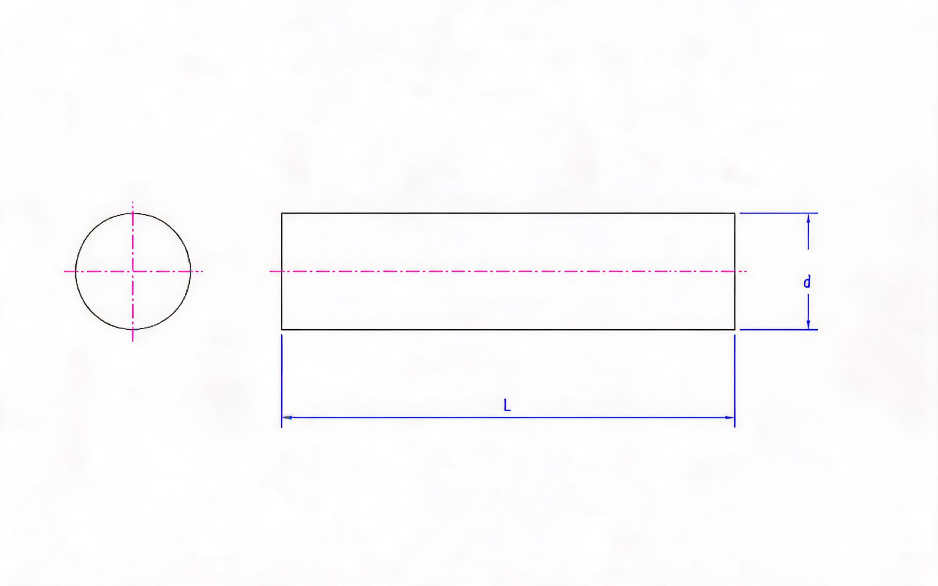 Flat head of cylindrical pin (d h11) Standard Drawing