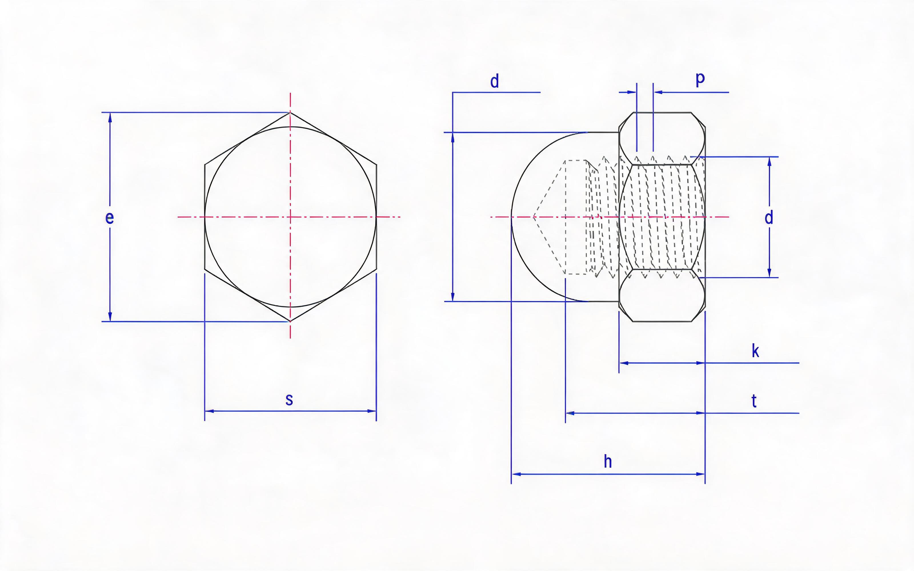 Hex Cap Nut (Type B) Standard Drawing