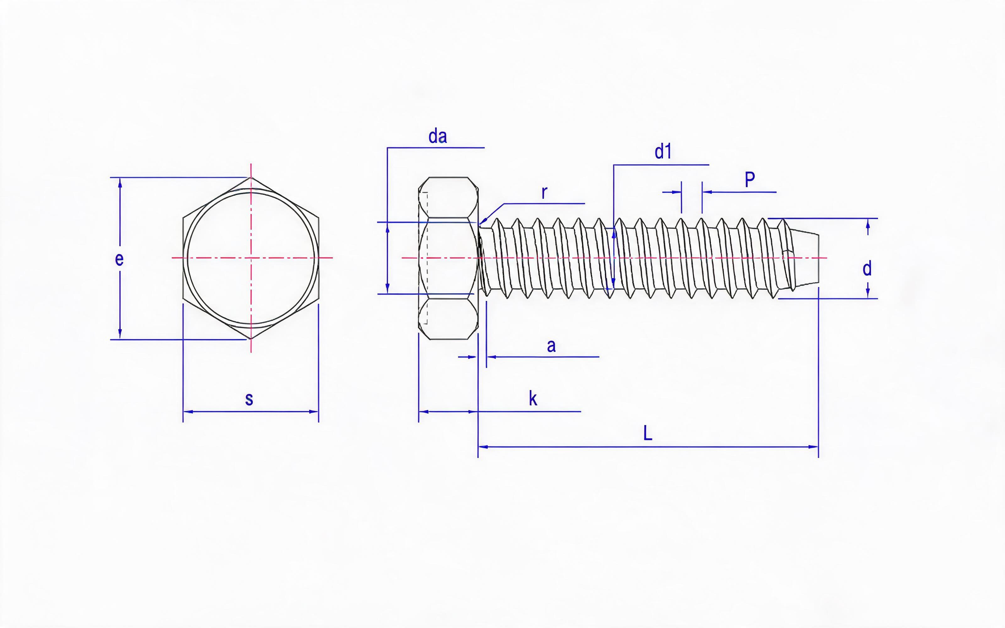 Hexagon self-tapping screw type F Standard Drawing